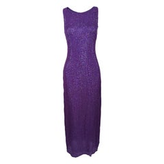 Georges Rech Vintage Glamorous Purple Sequin Evening Gown Dress