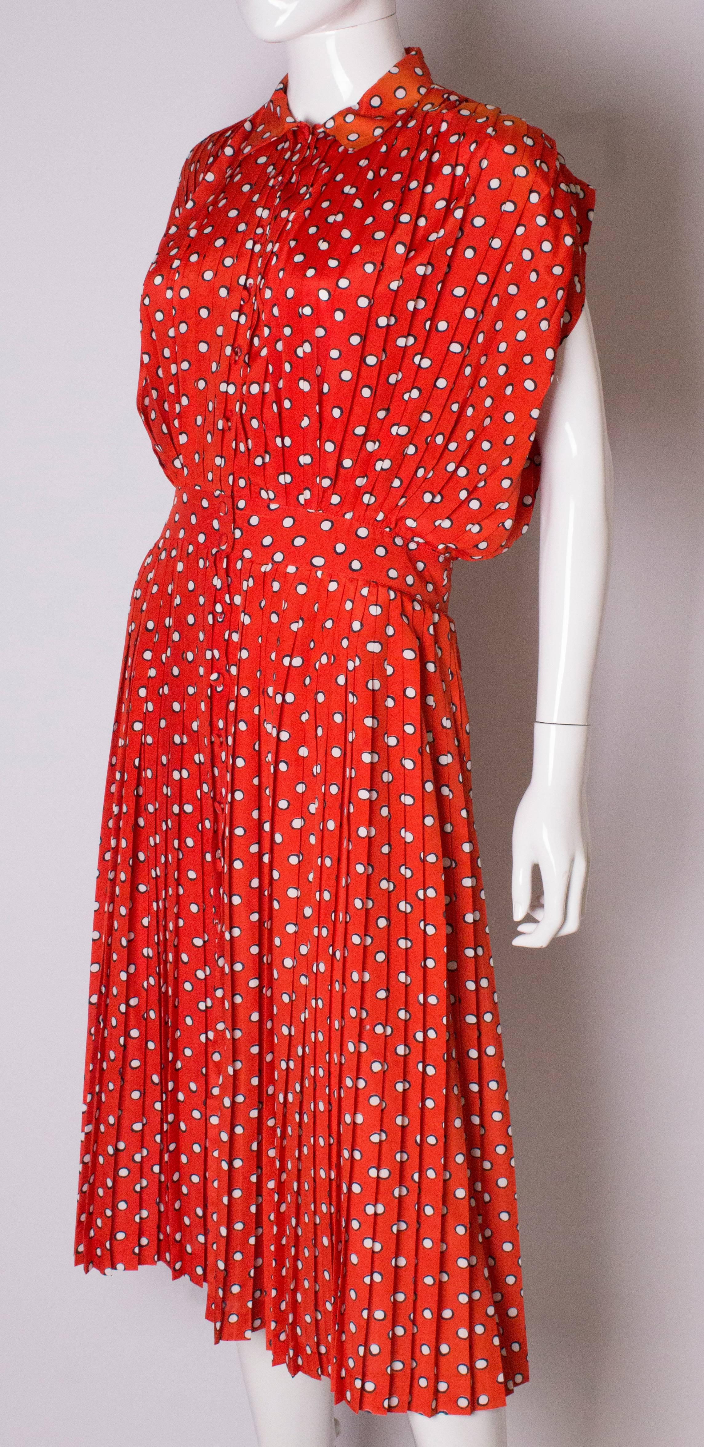 Georges Rechs Spotty Pleated Dress 1970s In Good Condition In London, GB