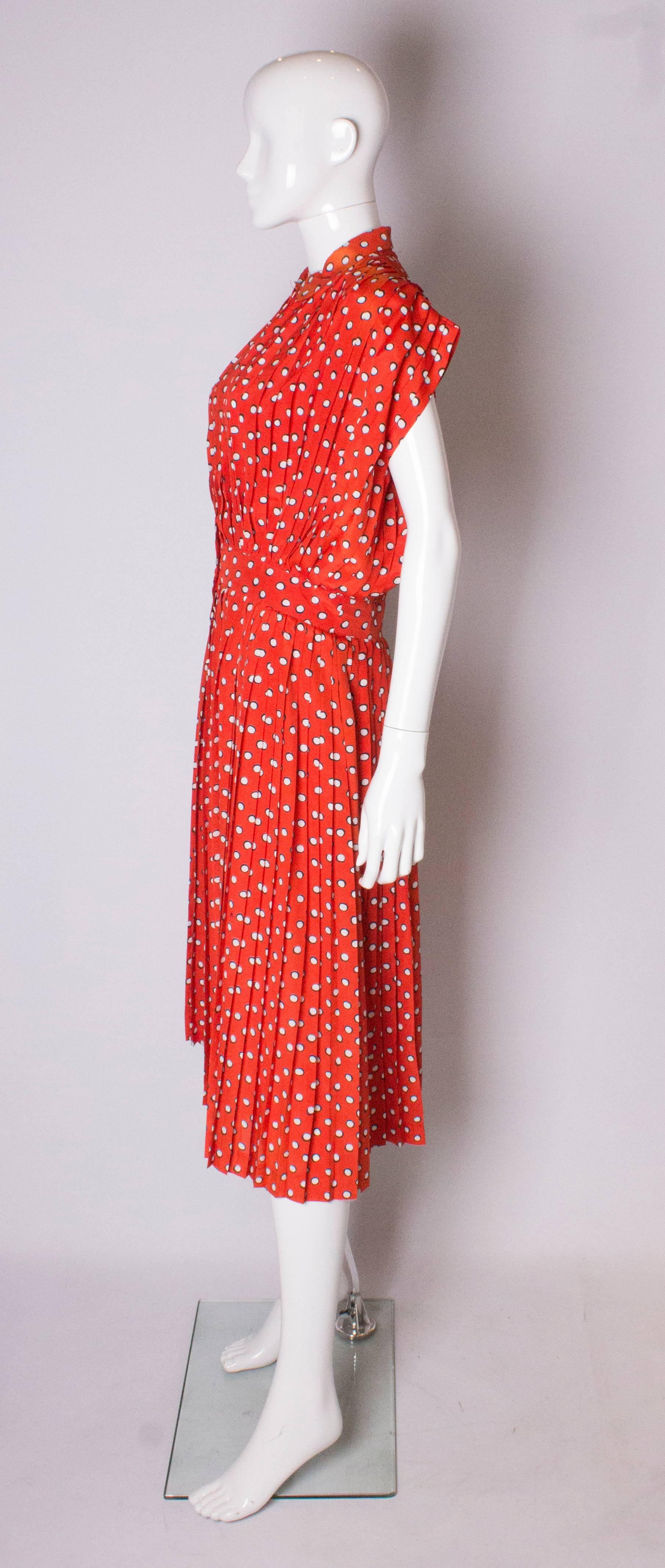 Women's Georges Rechs Spotty Pleated Dress 1970s