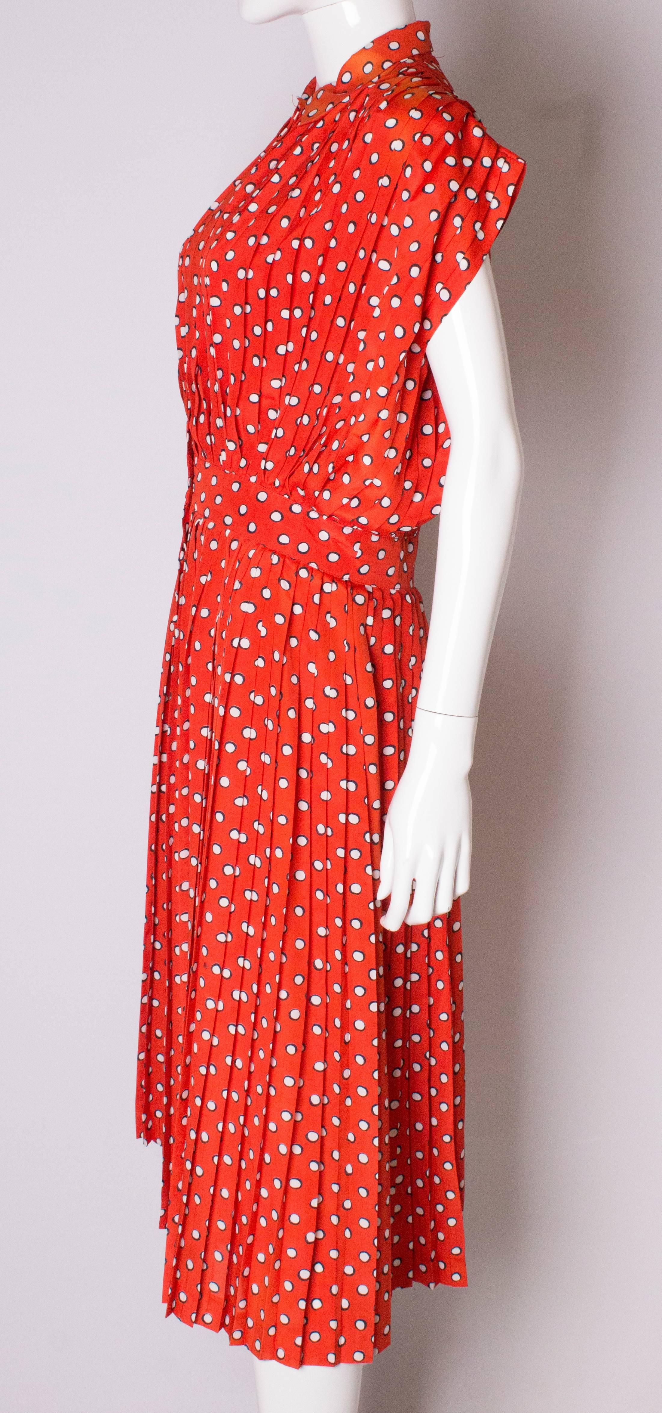 Georges Rechs Spotty Pleated Dress 1970s 1