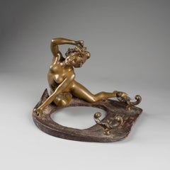 Georges Récipon, "La Fortuna", Bronce doble pátina Firmado Fechado y Dedicado