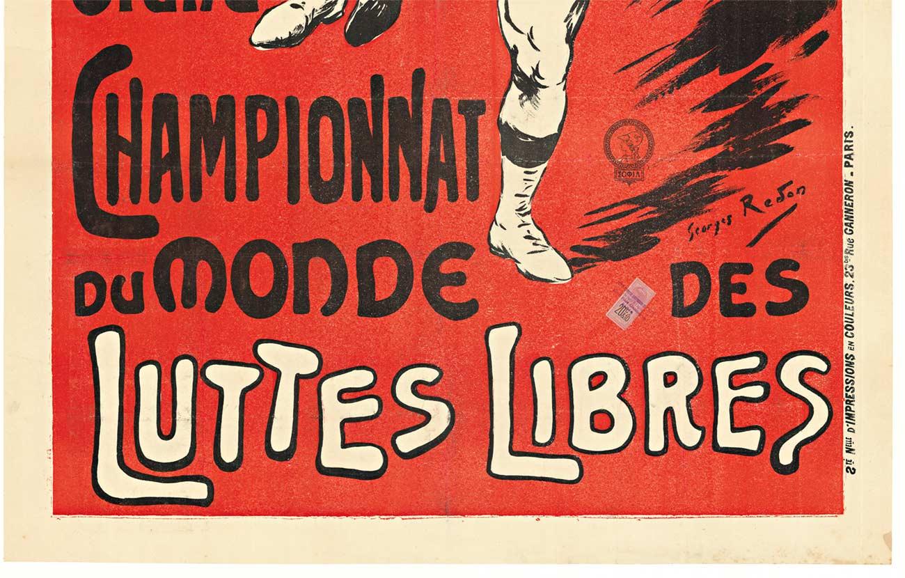 L'Hippodrome Granbd Championnat du Monde Luttes Libres original original poster - Art Nouveau Print by Georges Redon