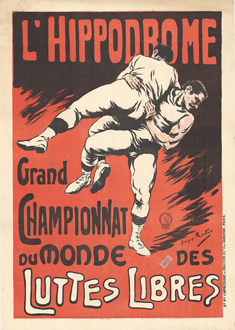 Affiche originale L'Hippodrome Granbd Championnat du Monde Luttes Libres