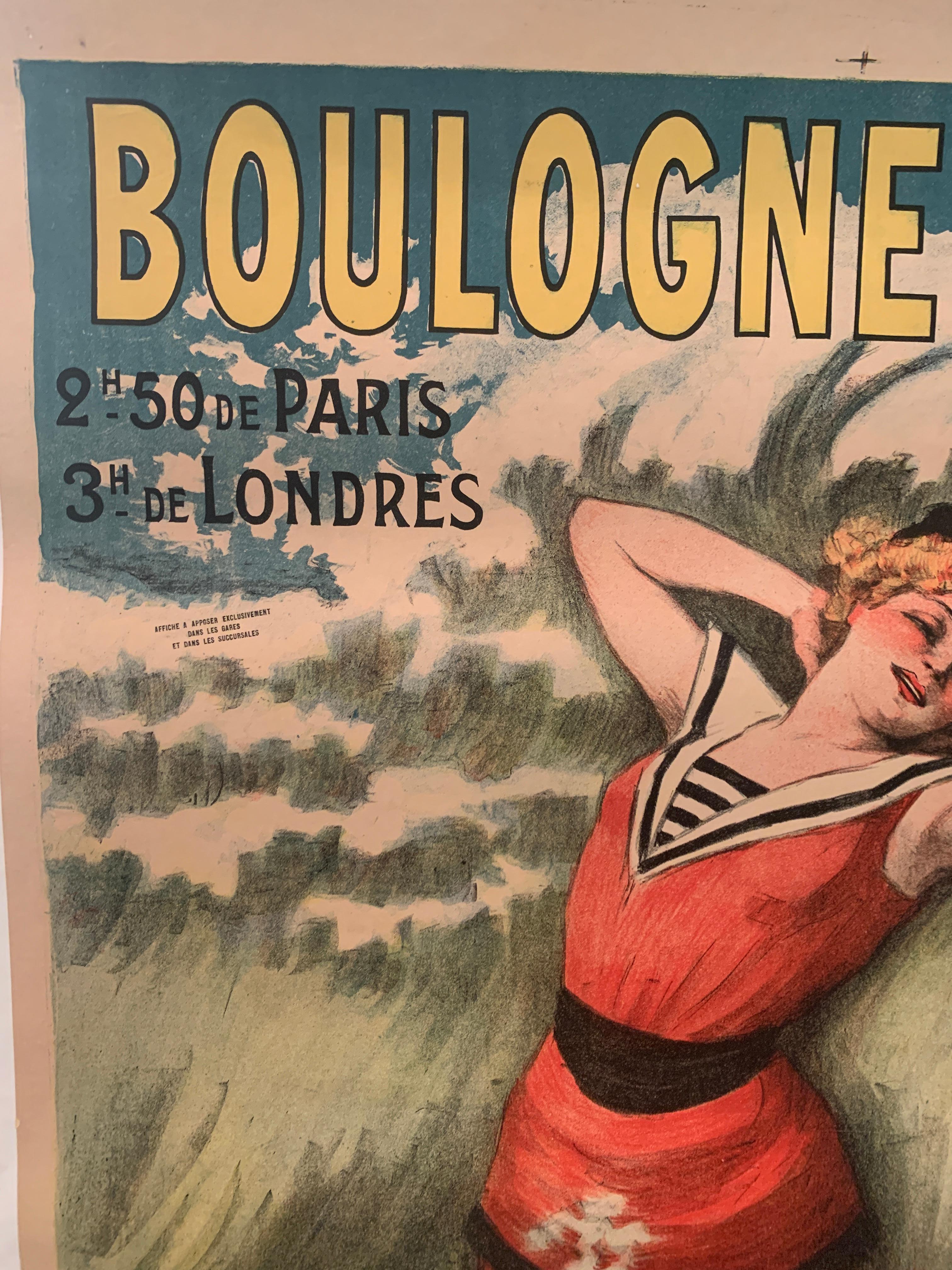 Antikes französisches Originalplakat, „Boulogne S.Mer“, Georges Redon, Lithographie im Angebot 2