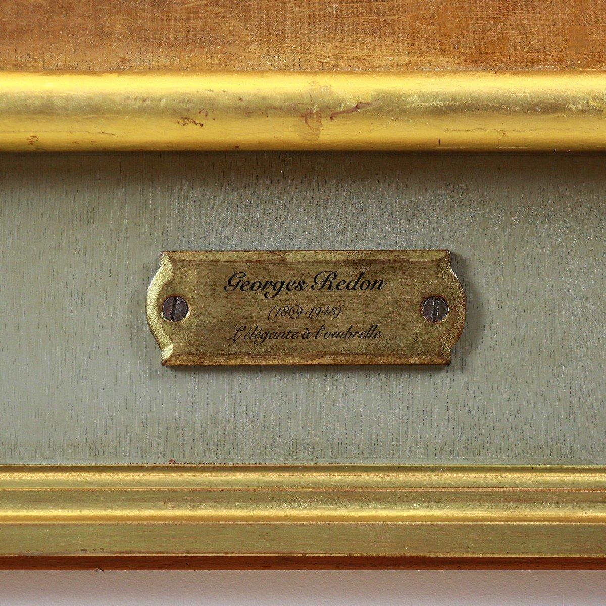 Gran cuadro al óleo sobre lienzo Belle Epoque Art Nouveau - Portrait Painting Oro de Georges Redon (1869-1943)