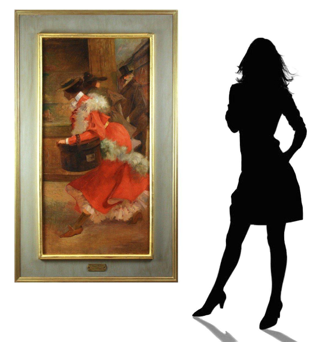 Large Oil Painting On Canvas Belle Epoque Art Nouveau For Sale 2