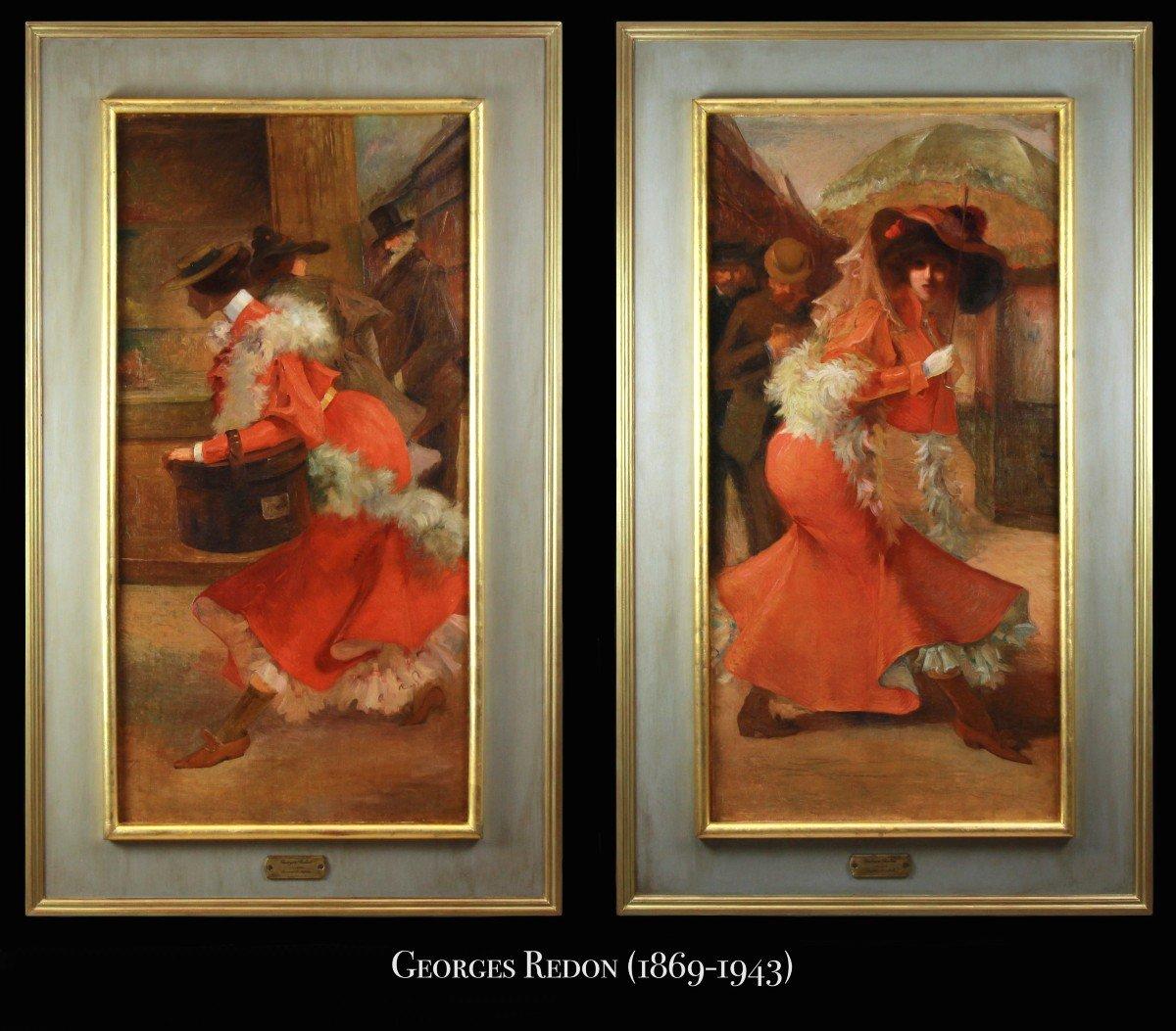 Large Oil Painting On Canvas Belle Epoque Art Nouveau For Sale 3