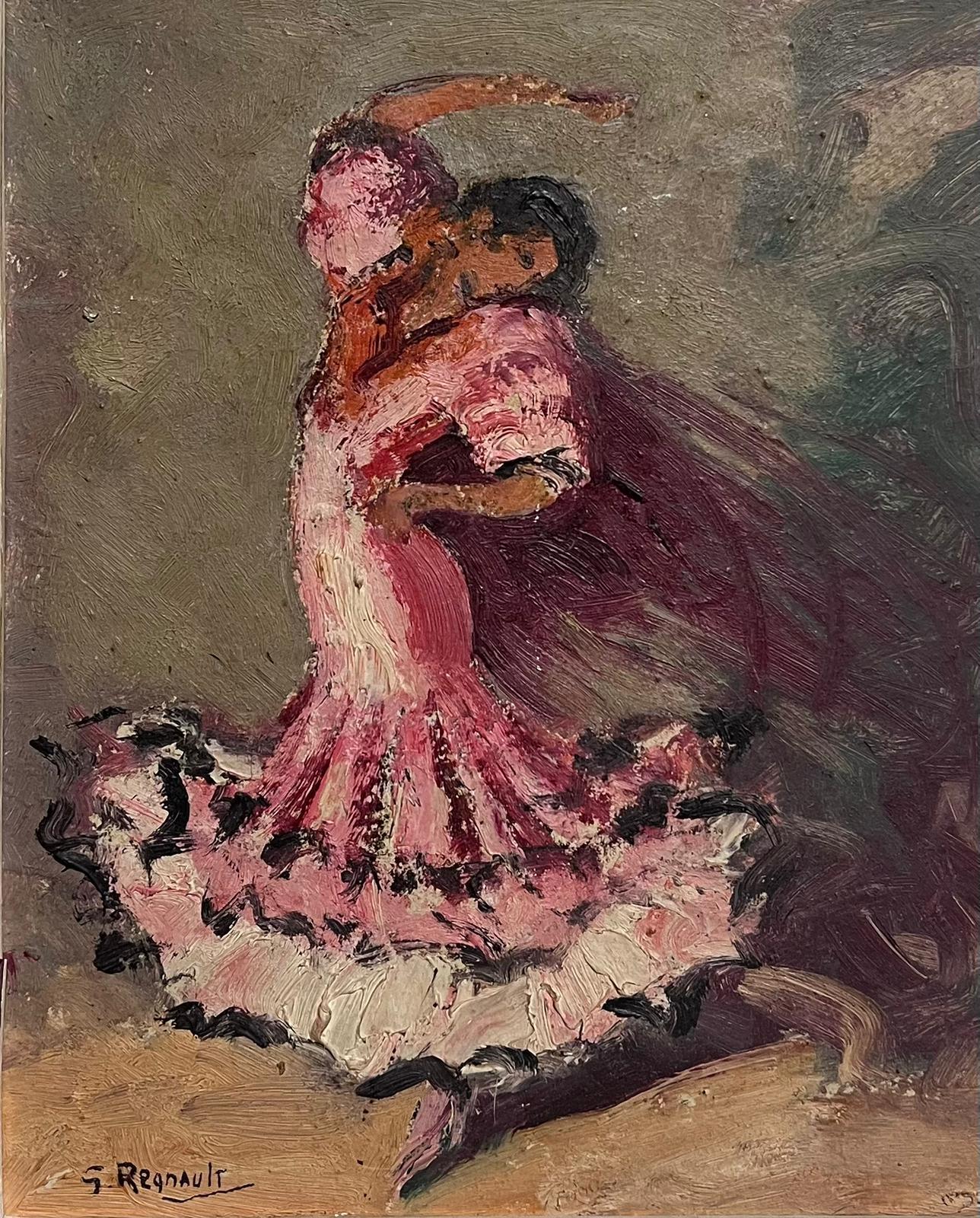 La danseuse flamenco - Peinture à l'huile impressionniste française d'origine encadrée - Painting de Georges Regnault