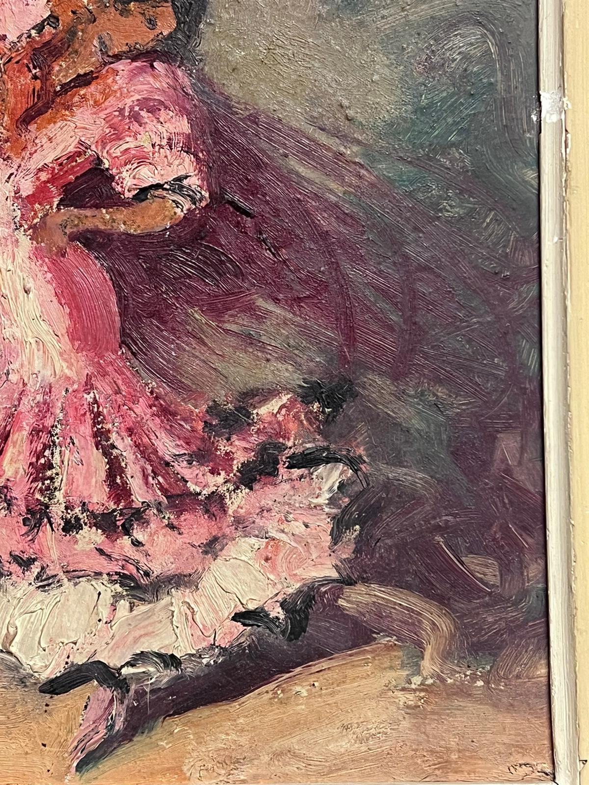 The Flamenco Dancer Original French Impressionist Vintage Oil Painting Framed For Sale 3
