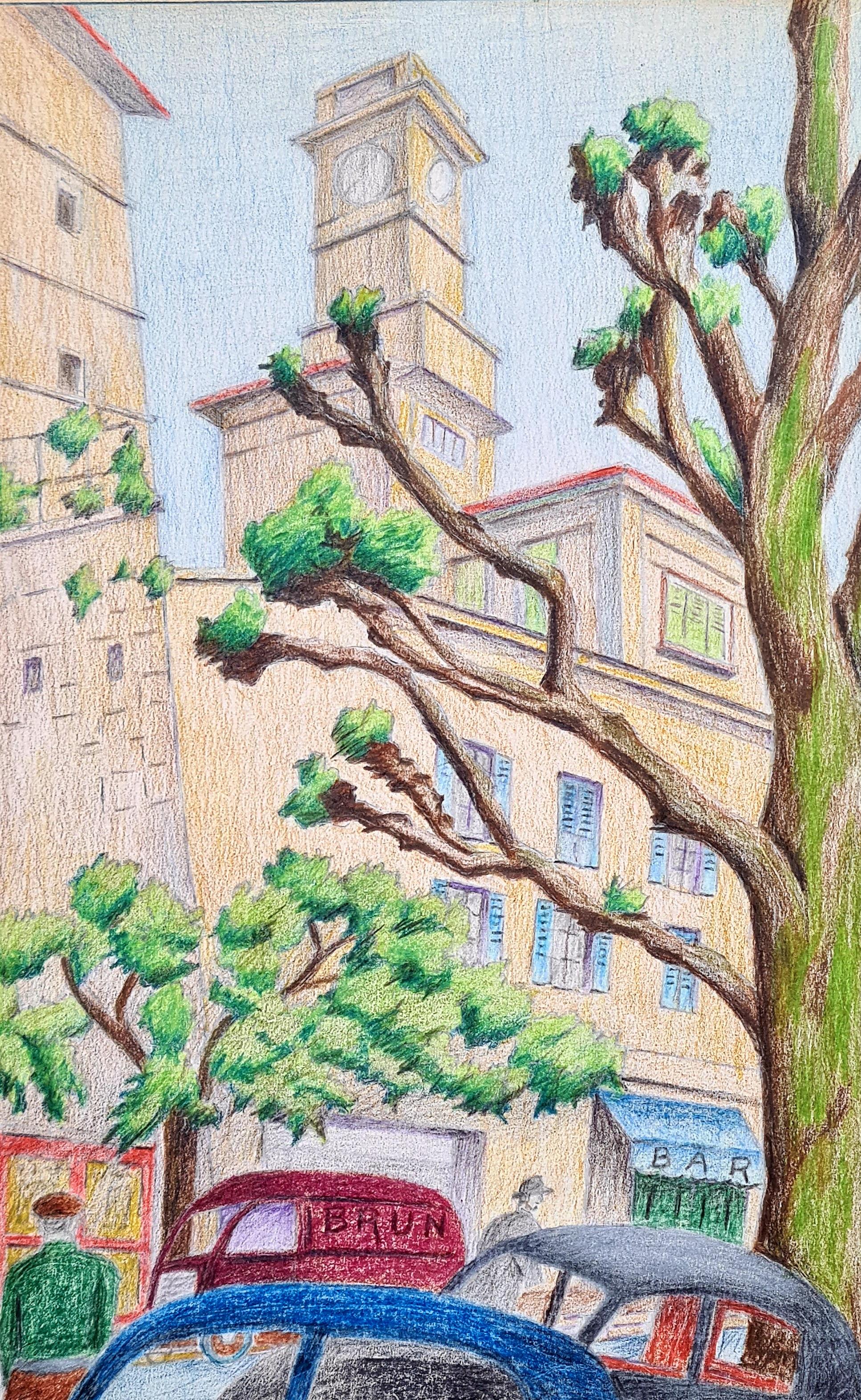 Disegno francese di metà secolo, 'Ligne Claire' dopo Hergé, Grasse, Sud della Francia - Art di Georges Remi, dit Hergé.