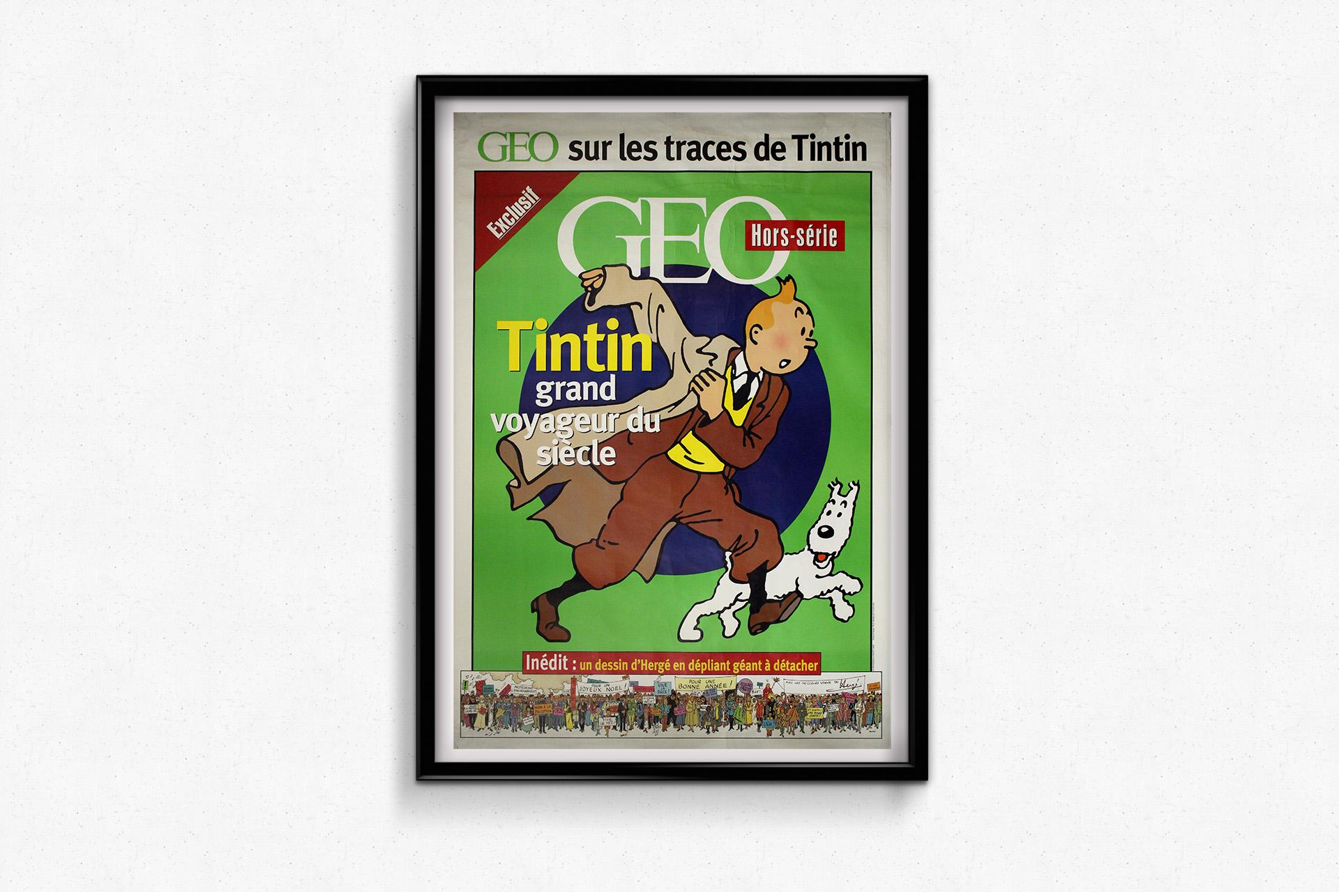 2000 original advertising poster for the GEO magazine - Tintin For Sale 2