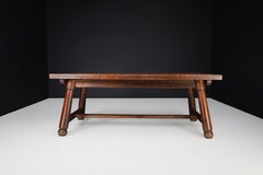 Georges Robert Patinated Pine Wood Dining Room Table, France 1960s