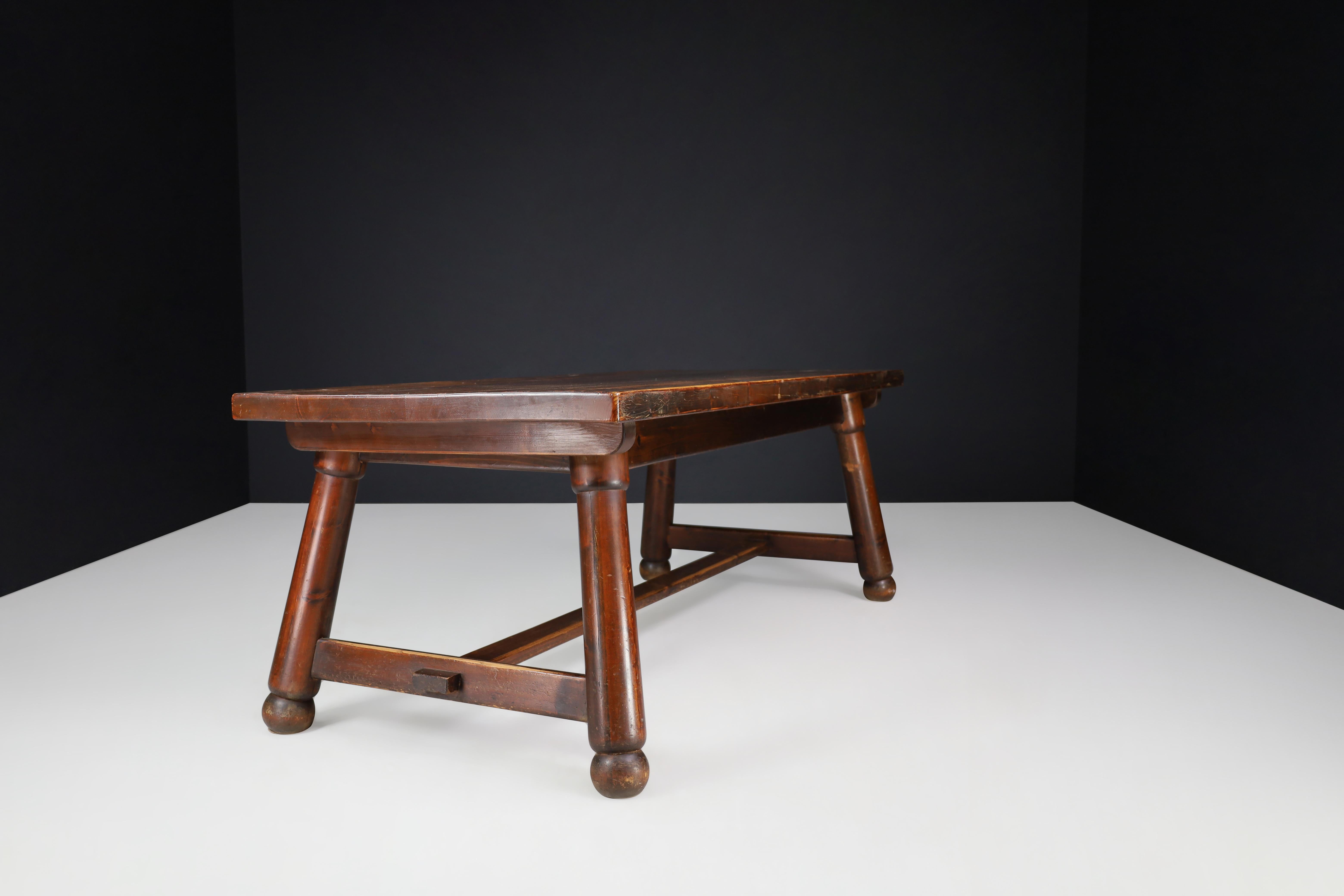 Mid-20th Century Georges Robert Solid Pine Wood Dining Room Table France 1960s For Sale