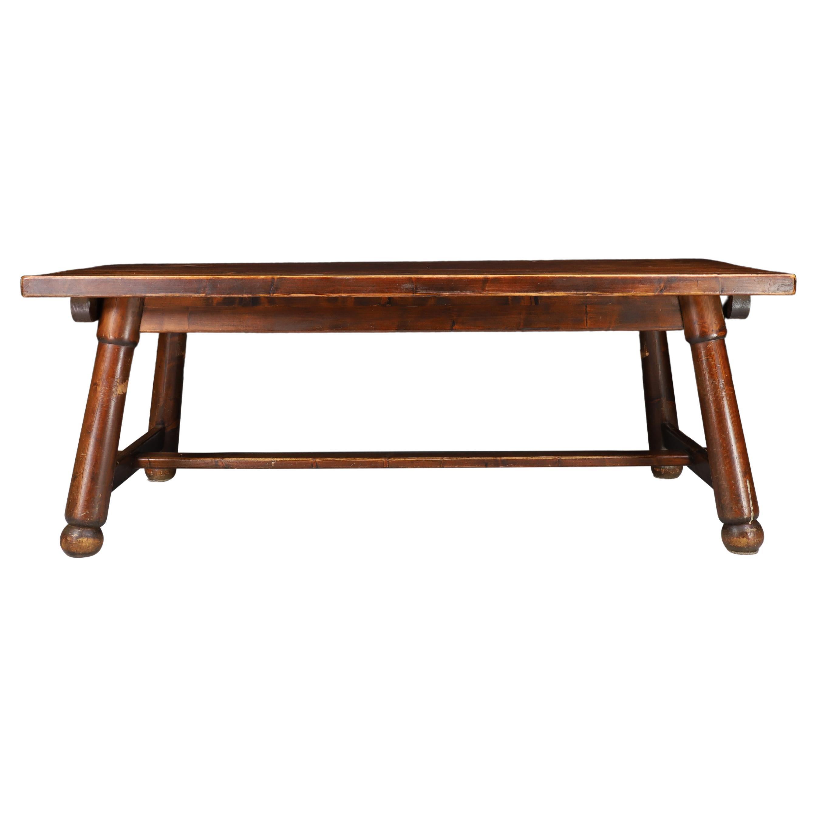 Georges Robert Solid Pine Wood Dining Room Table France 1960s For Sale