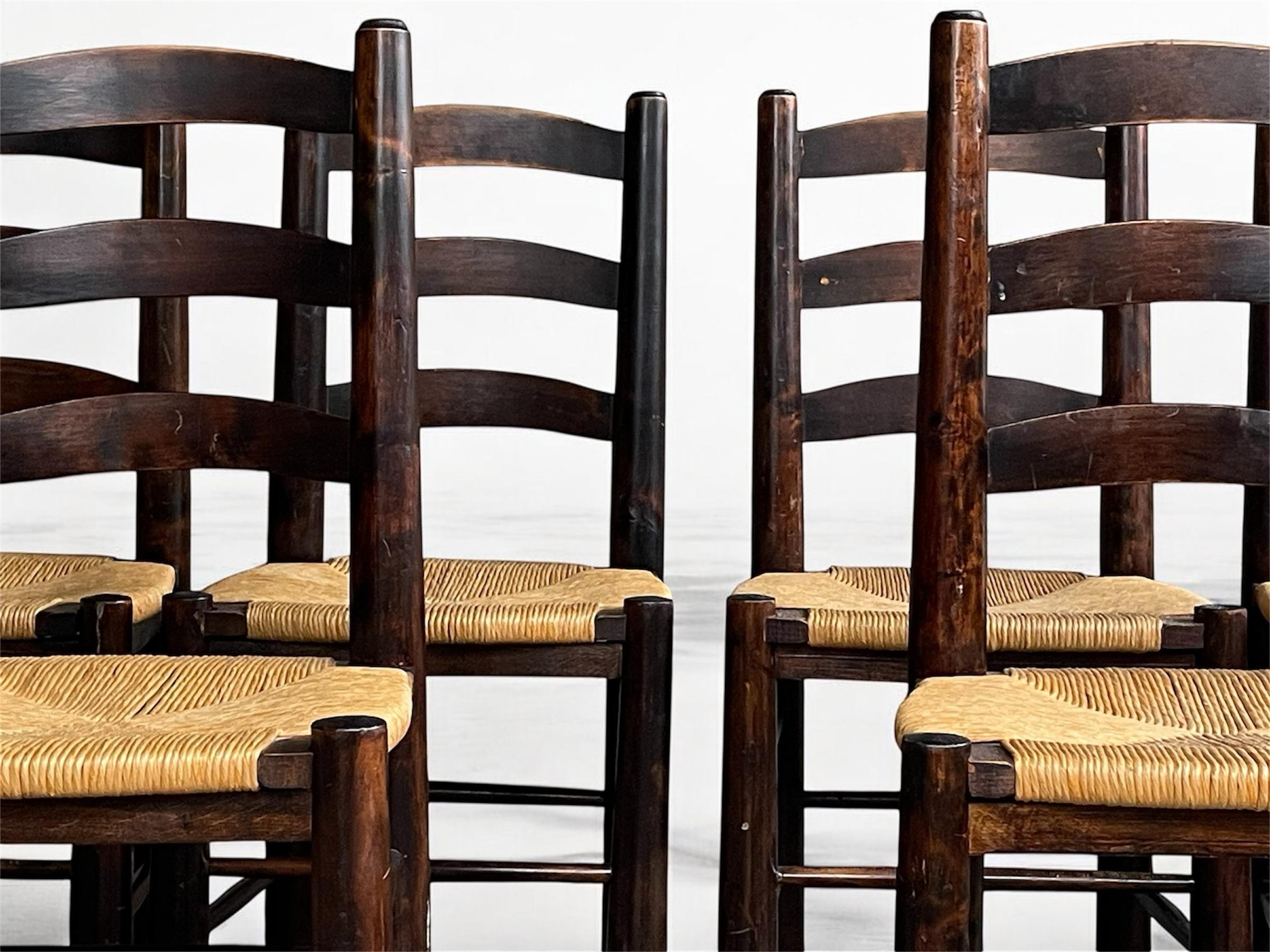 Georges Robert — Table and 6 Chairs, Brutalist Chalet-Inspired Dining Set For Sale 8