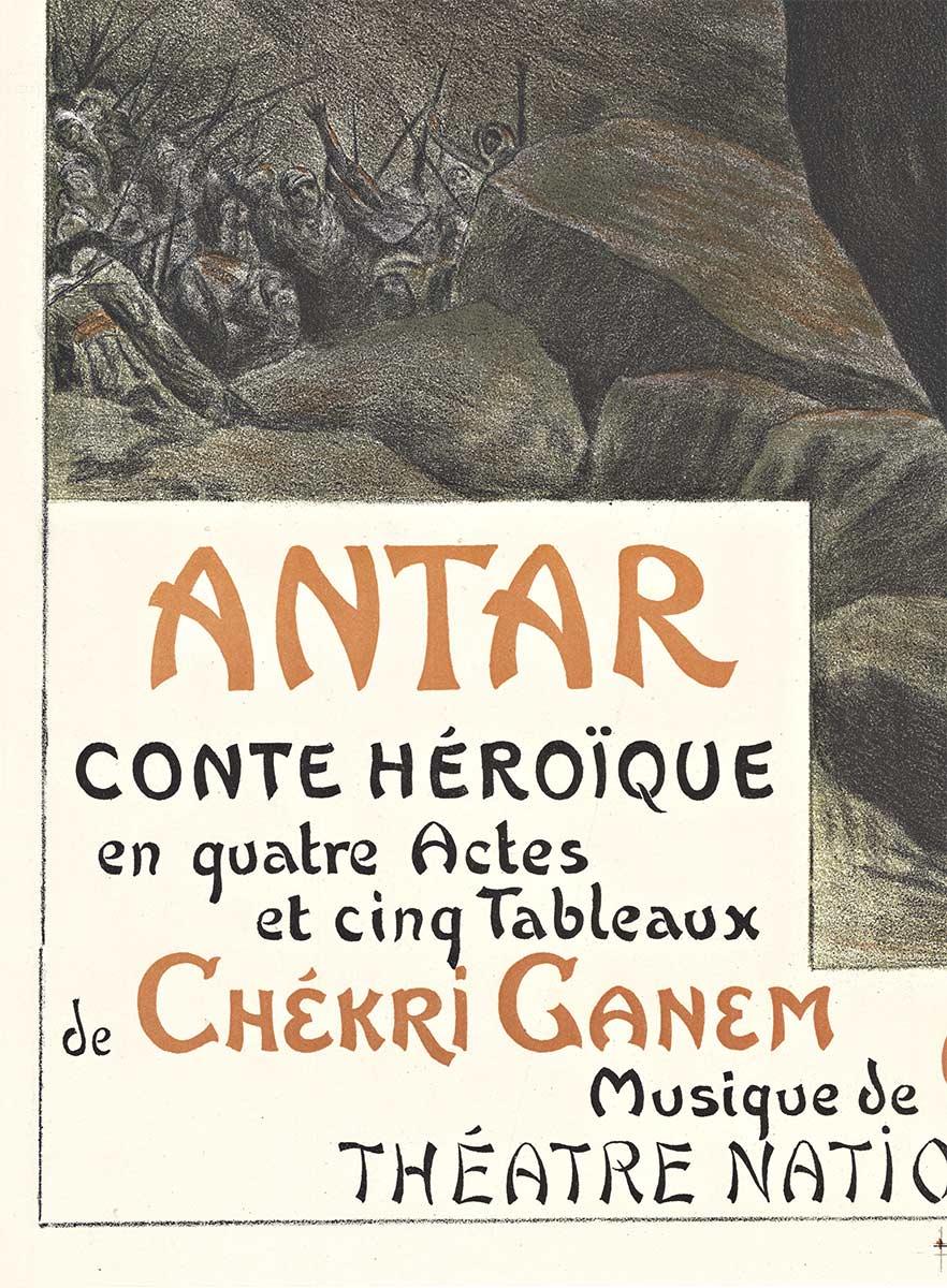 Antar original, Teatro de la ópera francés cartel de ópera litografía de época en piedra - Print Art Nouveau de Georges Rochegrosse