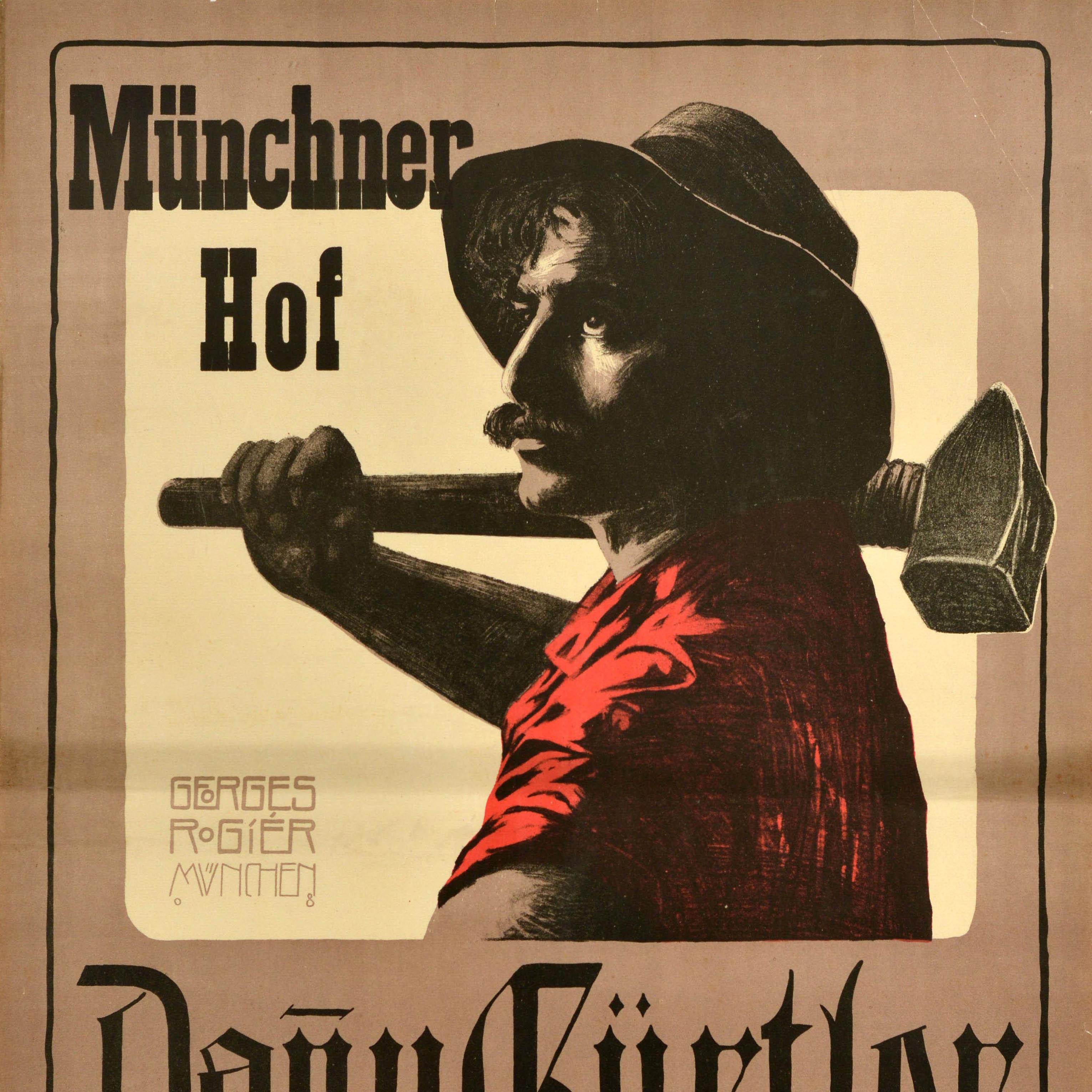 Original Antikes Originalplakat Danny Gurtler Munchner Hof Cabaret Künstler Münchener Theater (Braun), Print, von Georges Rogier