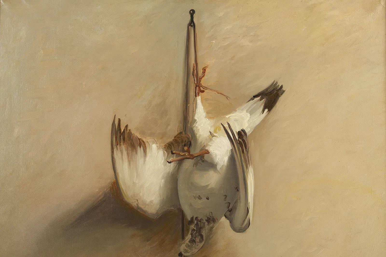 Georges Rohner  (Français, 1913-2000)

Nature morte de deux lagopèdes ou Nature Morte aux Perdrix des neiges 
Huile sur toile, signée et datée '46 en bas à gauche, 
28 ¾ 