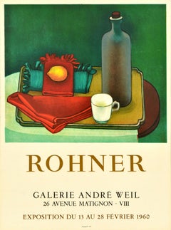 Original Vintage Art Exhibition Poster Georges Rohner Galerie Andre Weil Mourlot