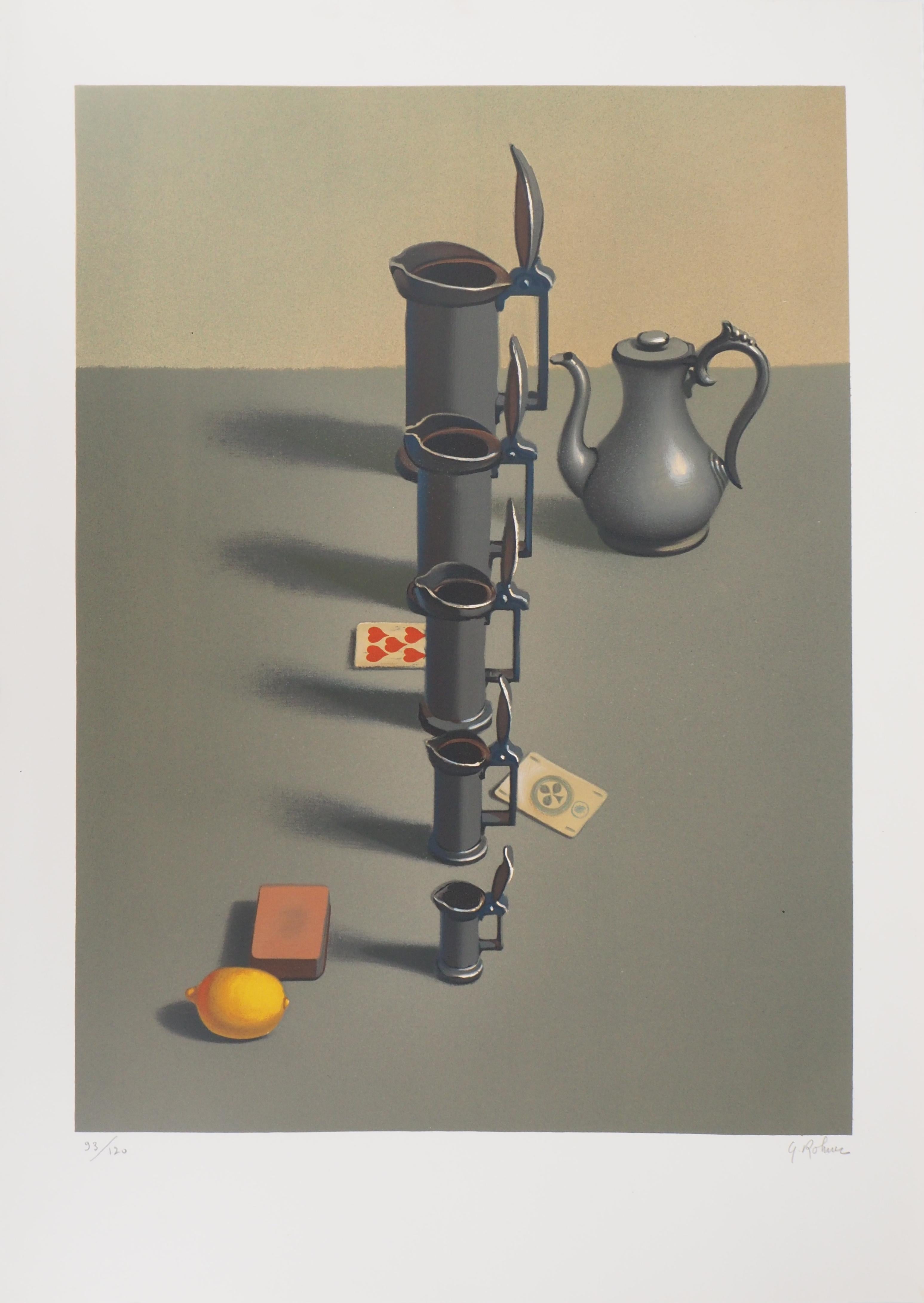 Georges Rohner Still-Life Print - Surrealist Still Life with Lemon - Original Lithograph Handsigned and Numbered