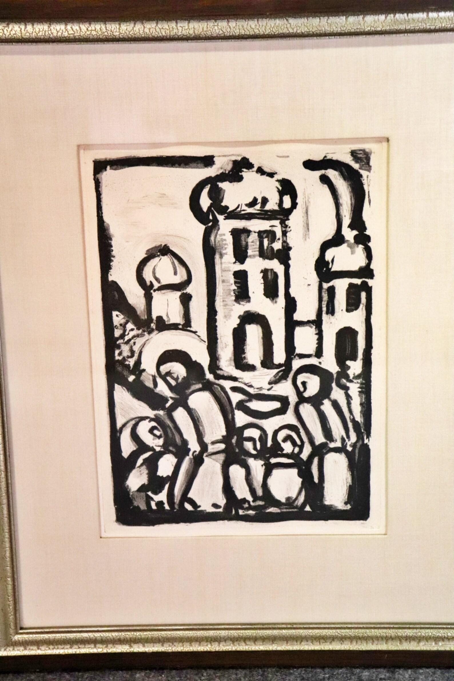Georges Rouault French Etching Titled Christ and the Children 1935 Wall Art  In Good Condition For Sale In Swedesboro, NJ