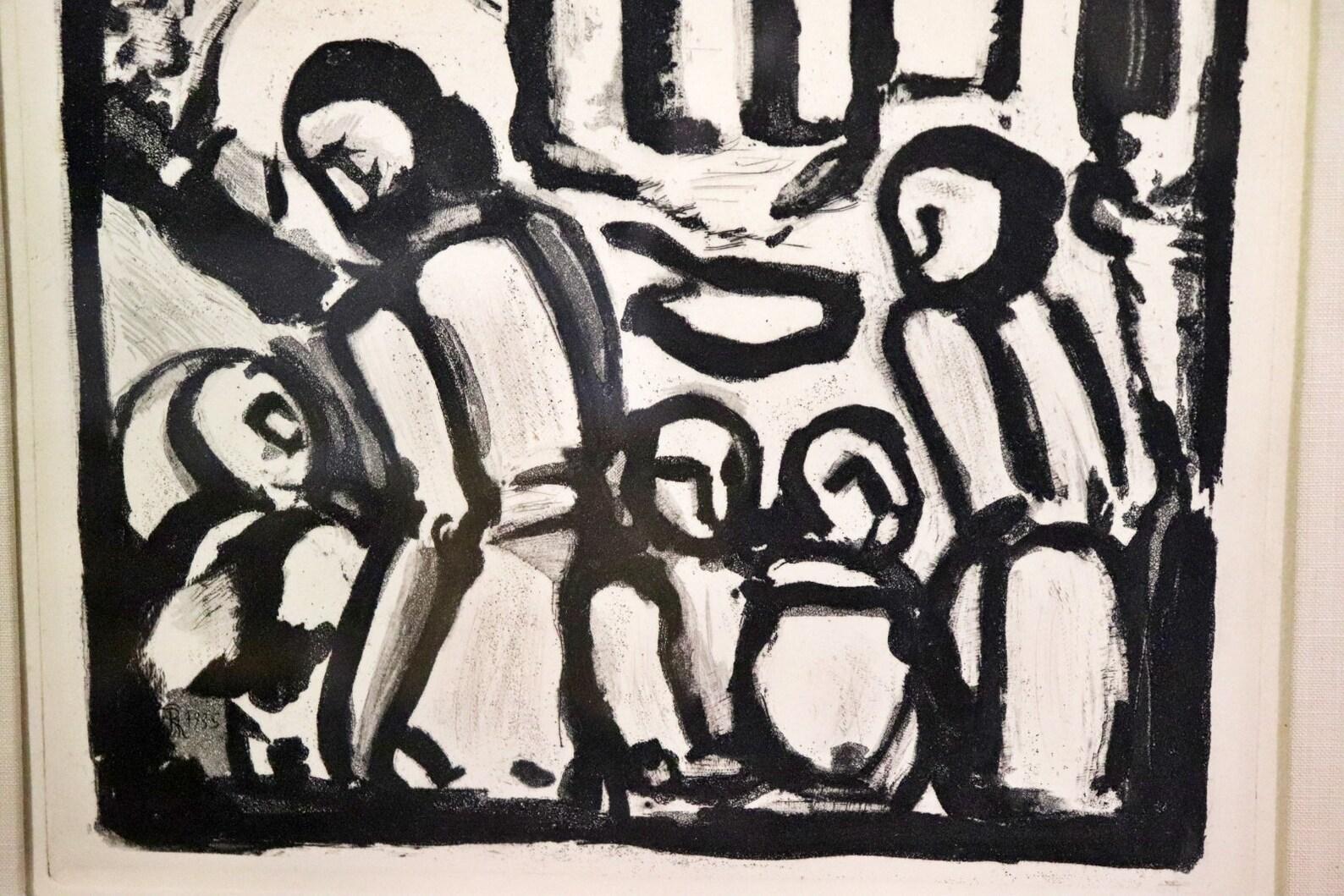 Glass Georges Rouault French Etching Titled Christ and the Children 1935 Wall Art  For Sale