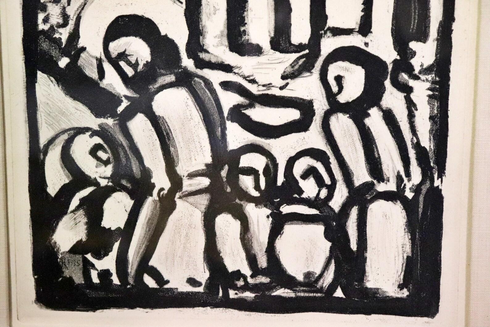 Glass Georges Rouault French Etching Titled Christ and the Children 1935 Wall Art For Sale