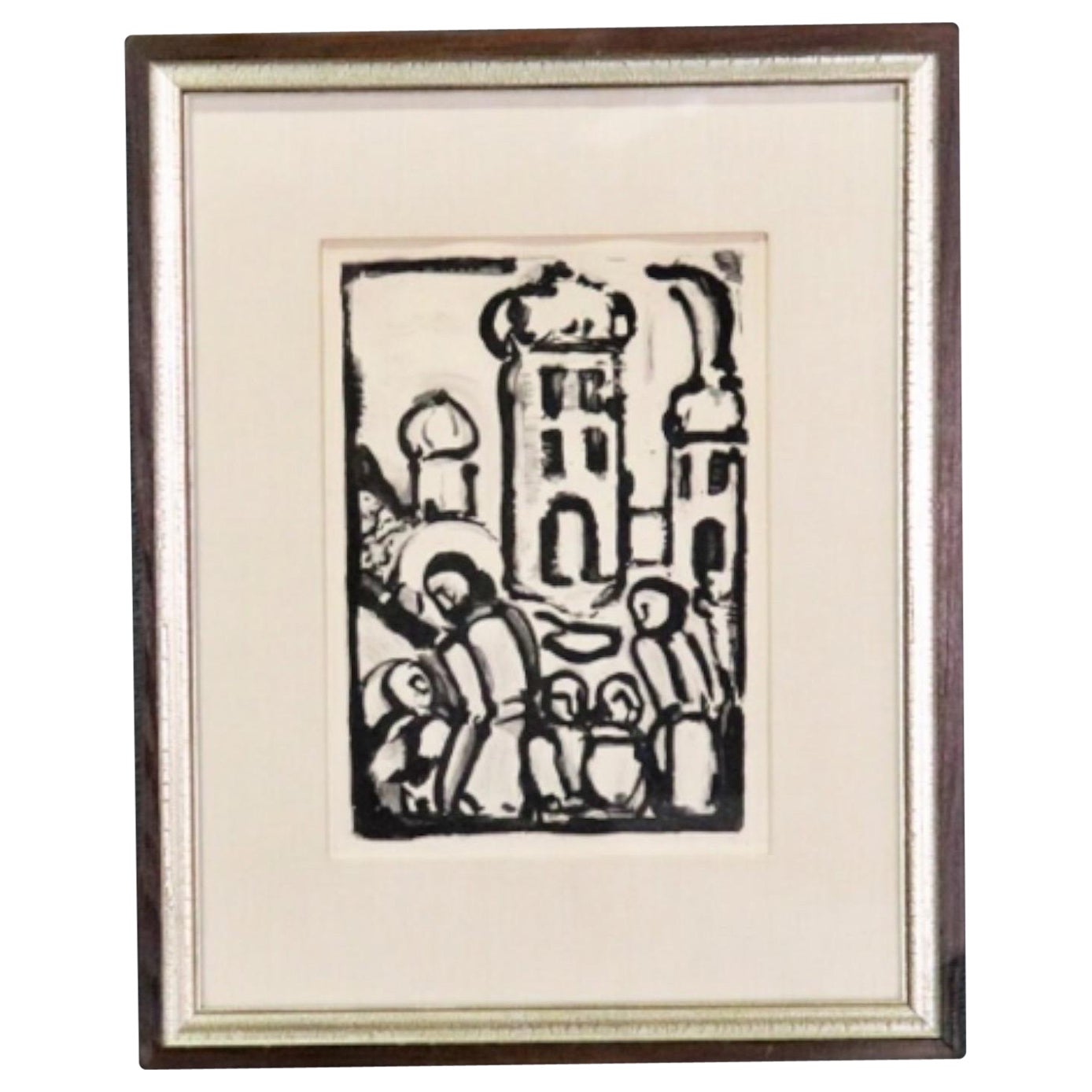 Französische Radierung von Georges Rouault mit dem Titel Christ and the Children 1935, Wandkunst