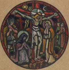 Christ on the cross - Paint after Georges Rouault - mid-20th Century