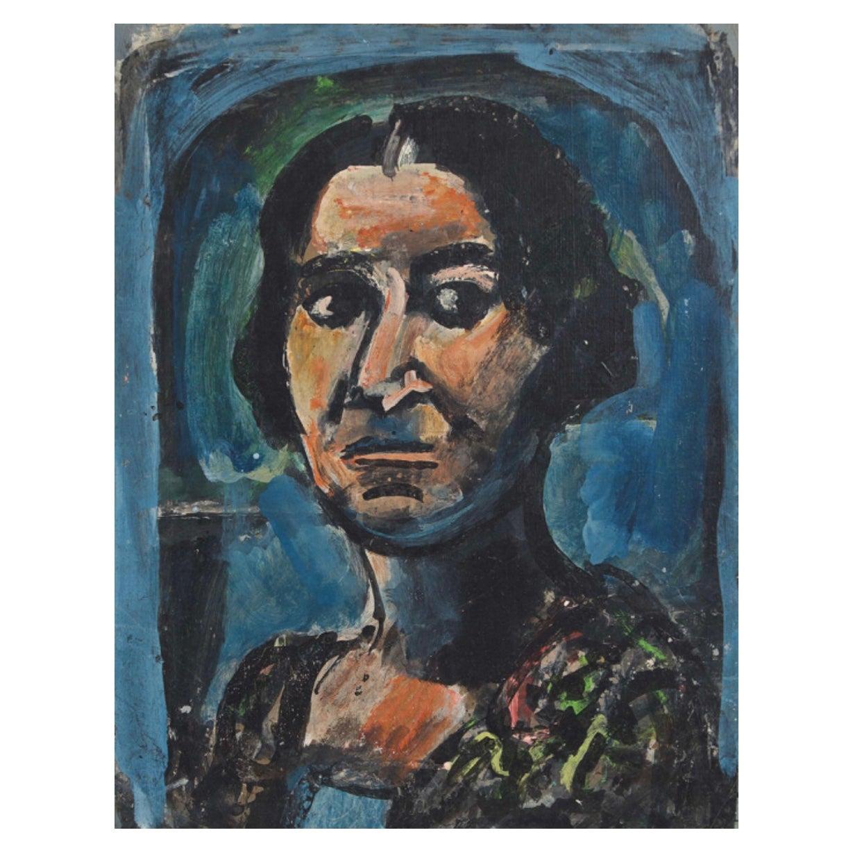Georges Rouault (French, 1871-1958) - Étude pour le Portrait de Marie Thérèse Bonney. A large specimen painting for Rouault beautifully framed in a shadow fashion making a grandiose piece of art.

Stamped with ‘Atelier de Georges Rouault' and signed