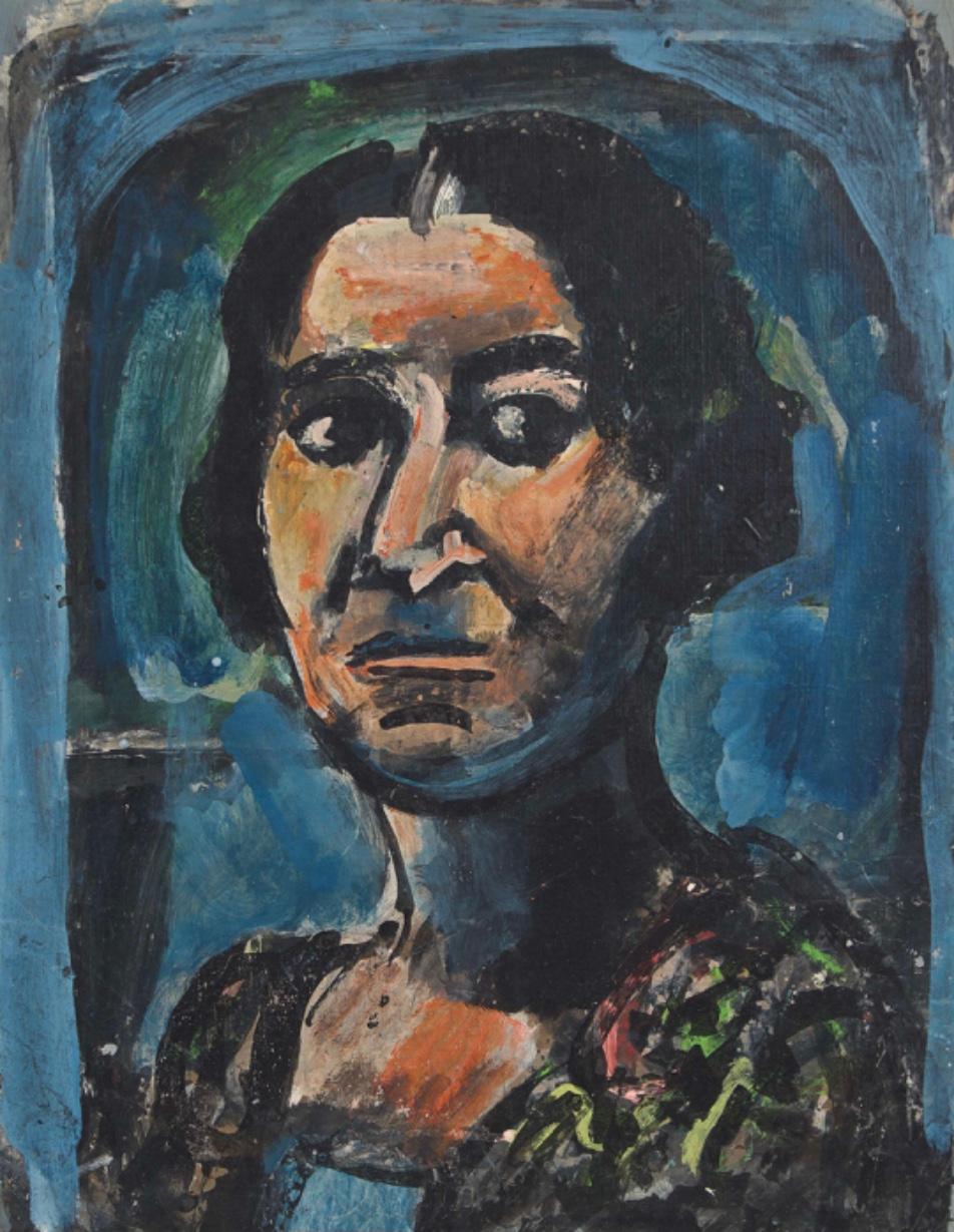 Georges Rouault (French, 1871-1958) - Étude pour le Portrait de Marie Thérèse Bonney. A large specimen painting for Rouault beautifully framed in a shadow fashion making a grandiose piece of art.

Stamped with ‘Atelier de Georges Rouault' and signed