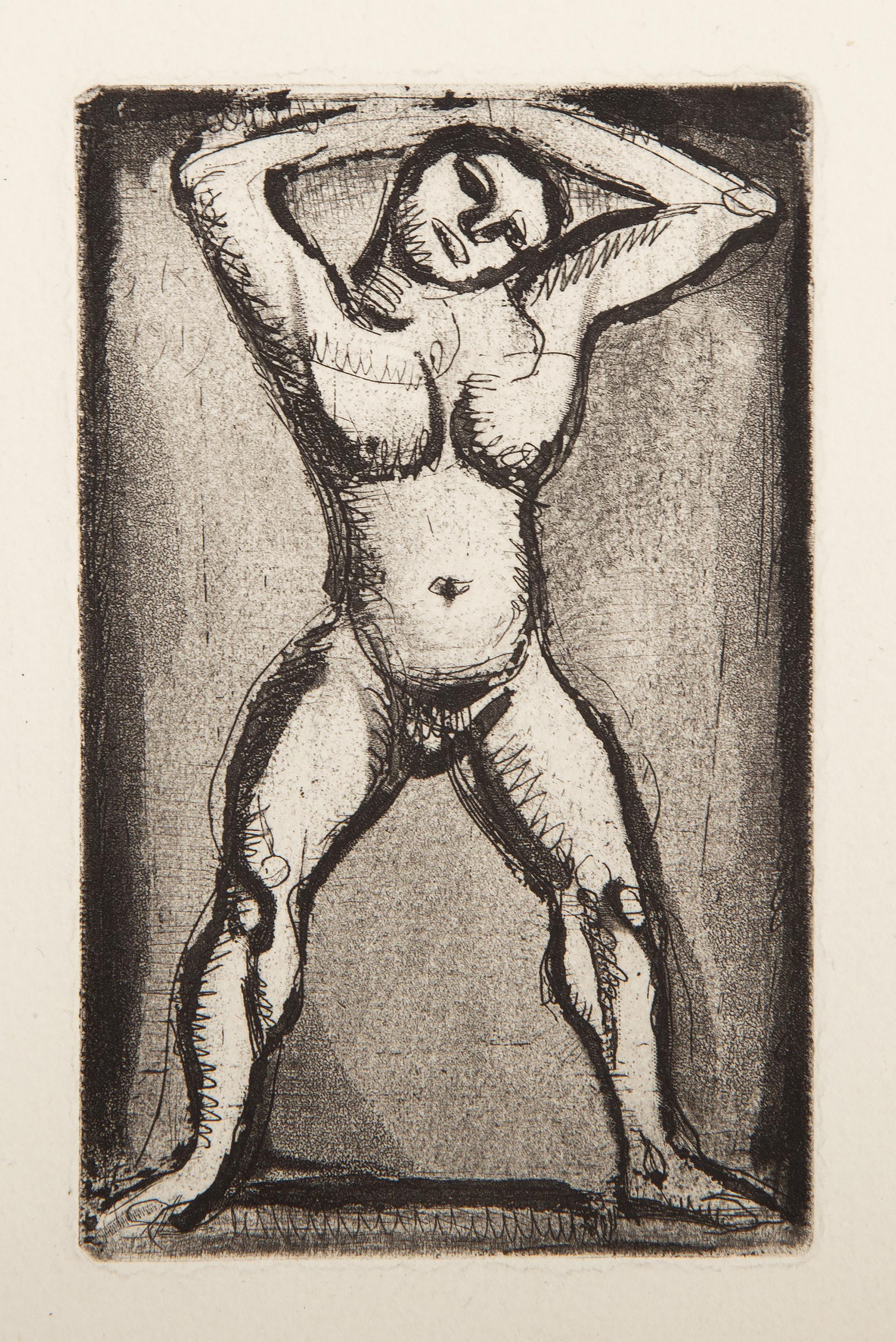  Georges Rouault, Franzose (1871 - 1958) -  Acrobate II, Jahr: 1919, Medium: Radierung, Auflage: 2. Zustand, Bildgröße: 4.25 x 2.75 inches, Größe: 9 x 6.25 in. (22.86 x 15.88 cm), Beschreibung: Aus der Sammlung des verstorbenen Larry Saphire.