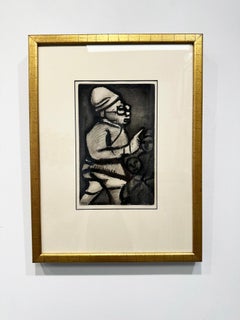 Atrevido aguafuerte en blanco y negro sobre papel "El gobernador colonial" de Georges Rouault