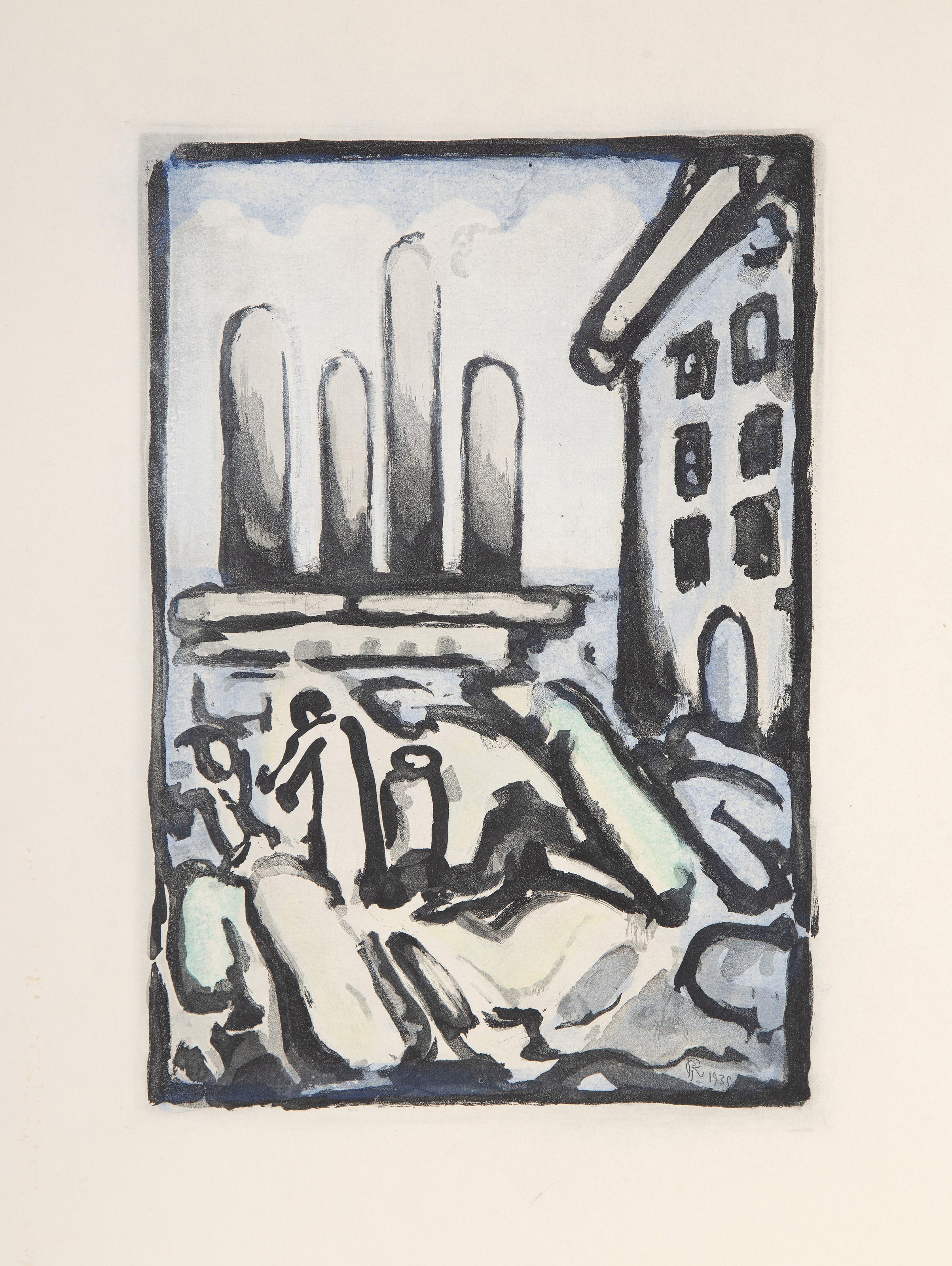 Christ Au Faubourg, moderne Radierung von Georges Rouault