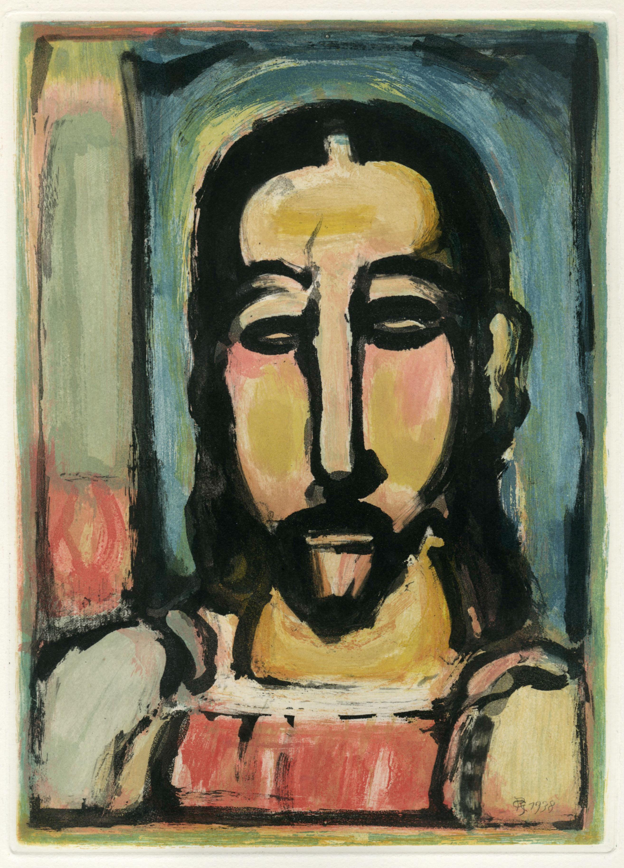 Georges Rouault Portrait Print - Christ (de face)