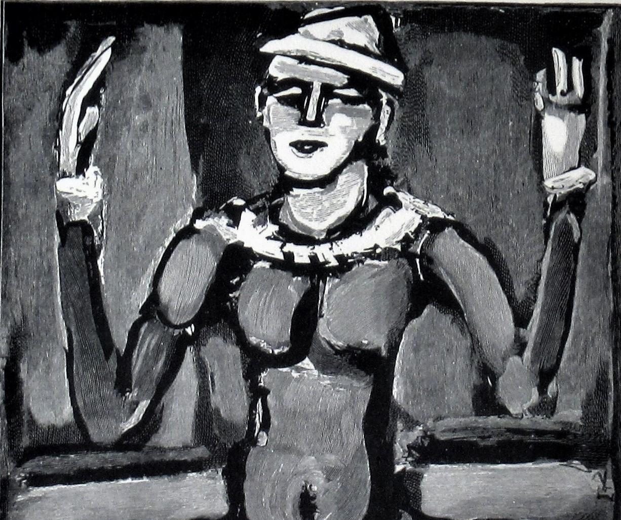 Payaso Assis, del Cirque de l'Etoile Filante - Print Moderno de Georges Rouault