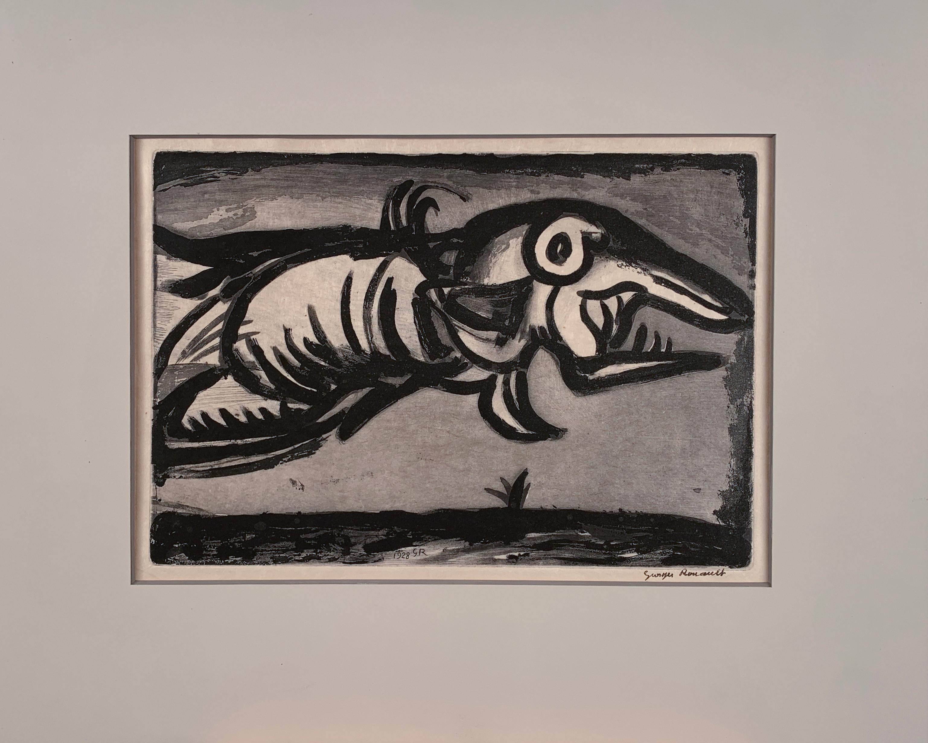 Georges Rouault Animal Print - "Dragon Volant" (Flying Dragon) by Georges Roulault