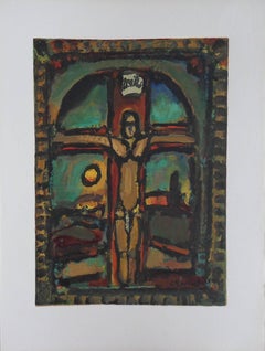 Easter : Crucifixion - Woodcut on Arches vellum - Printed signature