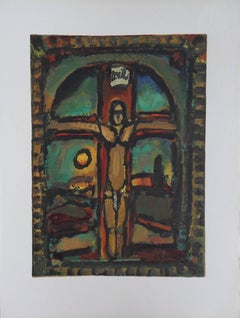 Easter : Crucifixion - gravure sur bois sur vélin Arches - signature imprimée