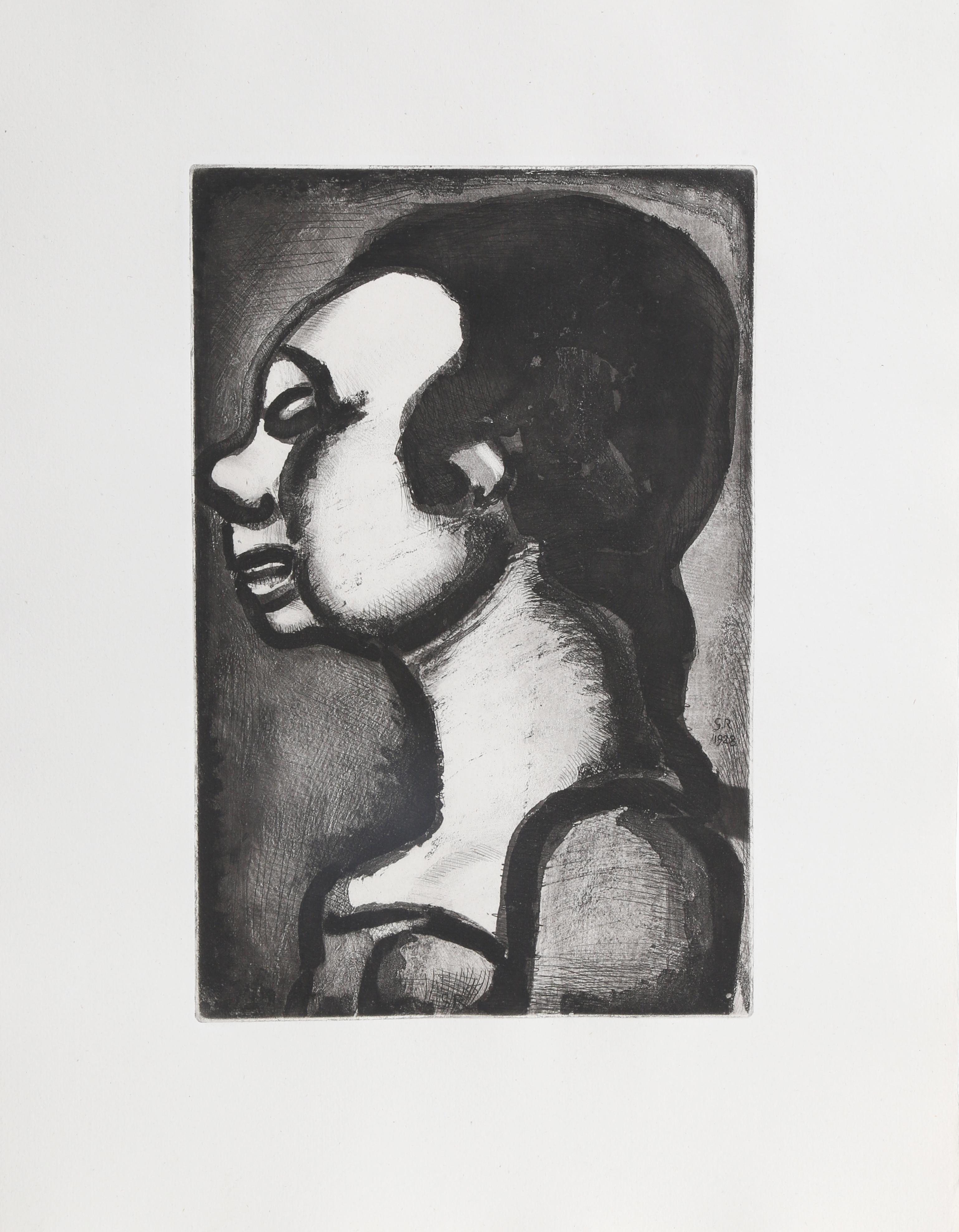 Femme Hideuse from The Reincarnations du Pere Ubu
Georges Rouault, French (1871–1958)
Date: 1928
Etching with Aquatint, signed in the plate
Image Size: 12 x 8 inches
Size: 17 x 13 in. (43.18 x 33.02 cm)