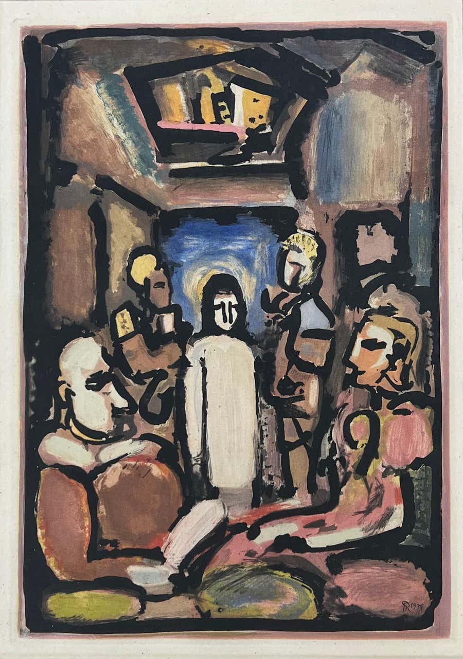 George Rouault, Christ et Mammon from The Passion, etching, hand coloring