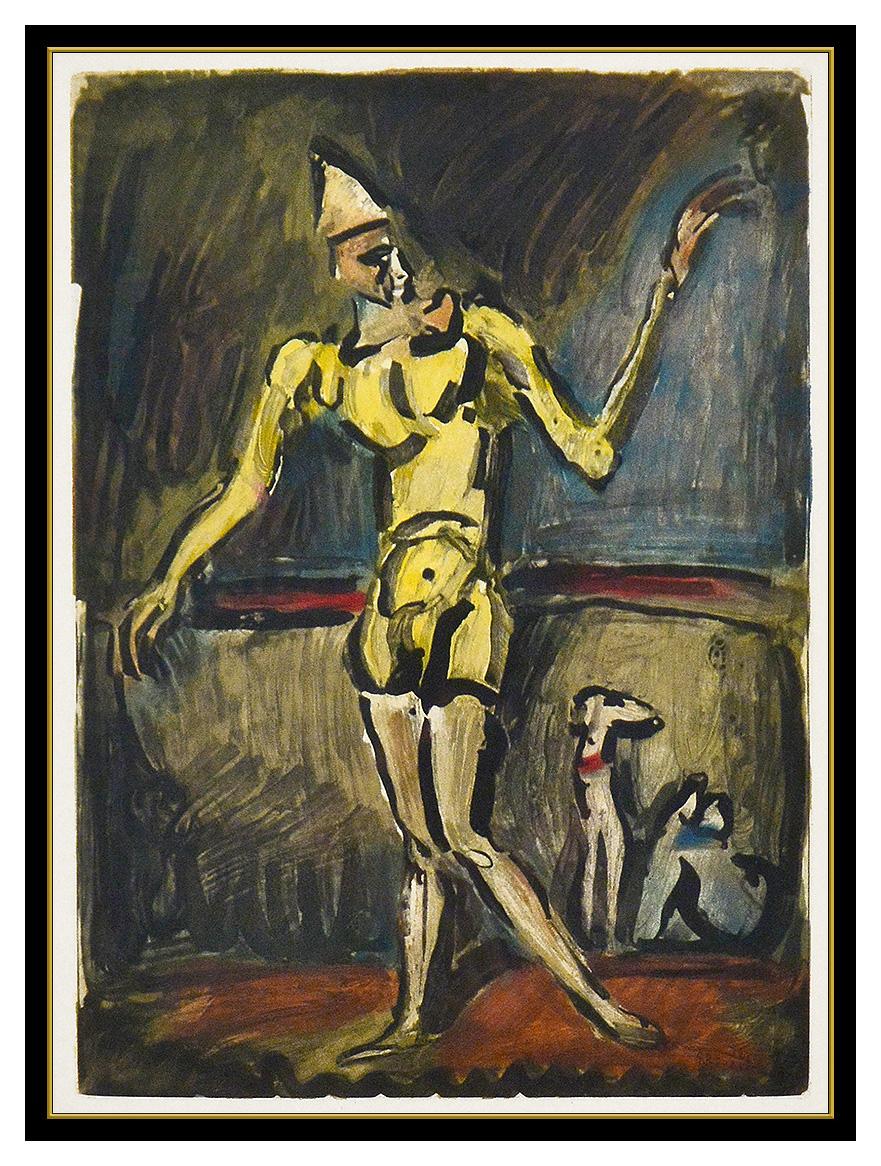 Georges Rouault Le Clown Jaune Color Etching Portrait Authentic Framed Artwork For Sale 1