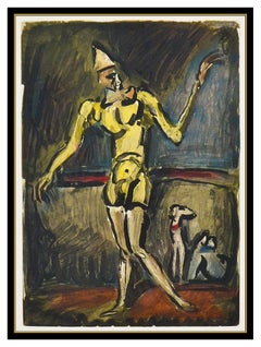 Georges Rouault Le Clown Jaune Color Etching Portrait Authentic Framed Artwork