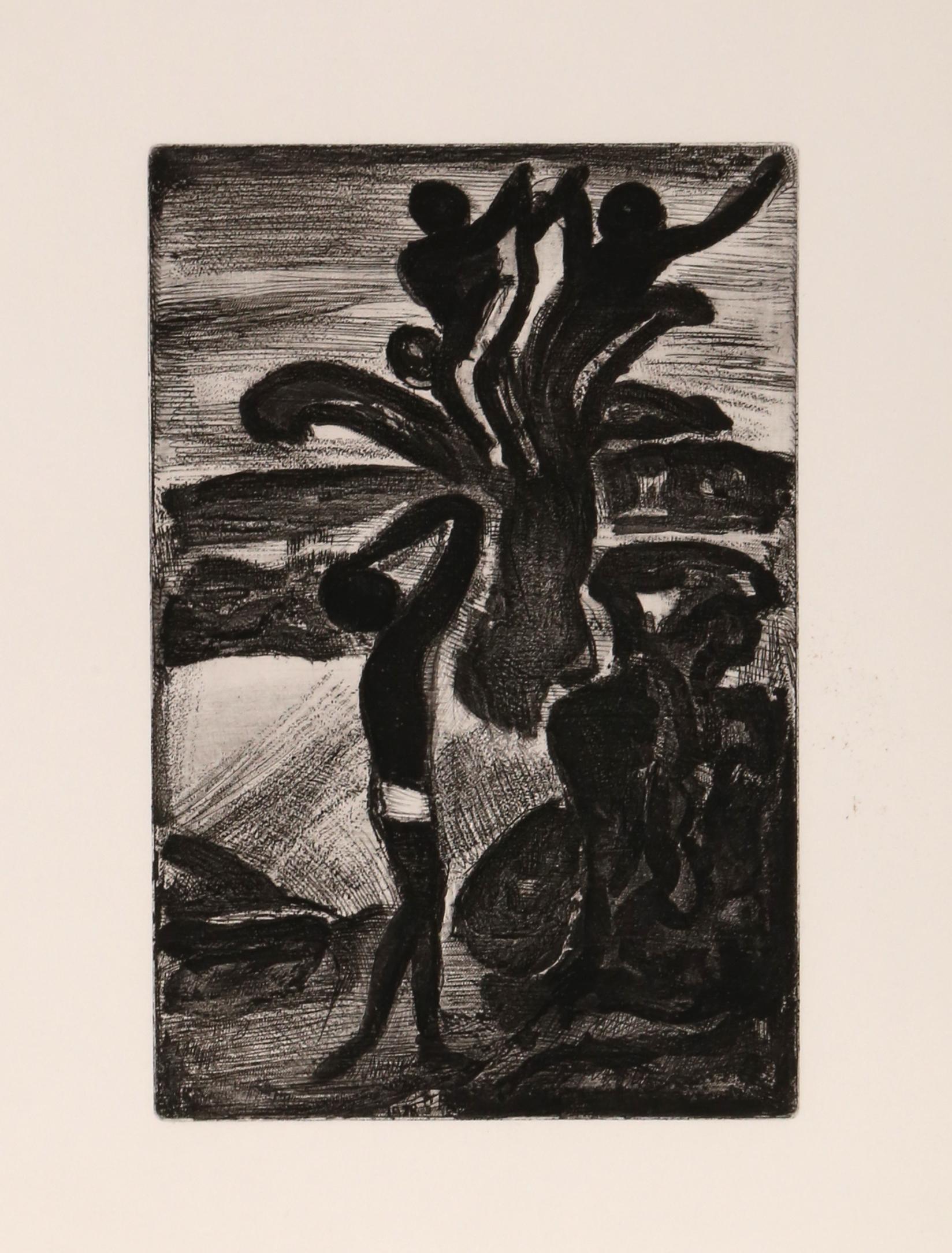 Incantation from Le Reincarnations du Pere Ubu
Georges Rouault, French (1871–1958)
Date: 1928
Aquatint on Arches, signed in the plate
Image Size: 12 x 8 inches
Size: 17 x 12.5 in. (43.18 x 31.75 cm)