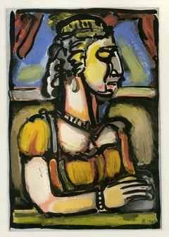 'La Dame à la Huppe' from 'Passion' original color aquatint by Georges Rouault