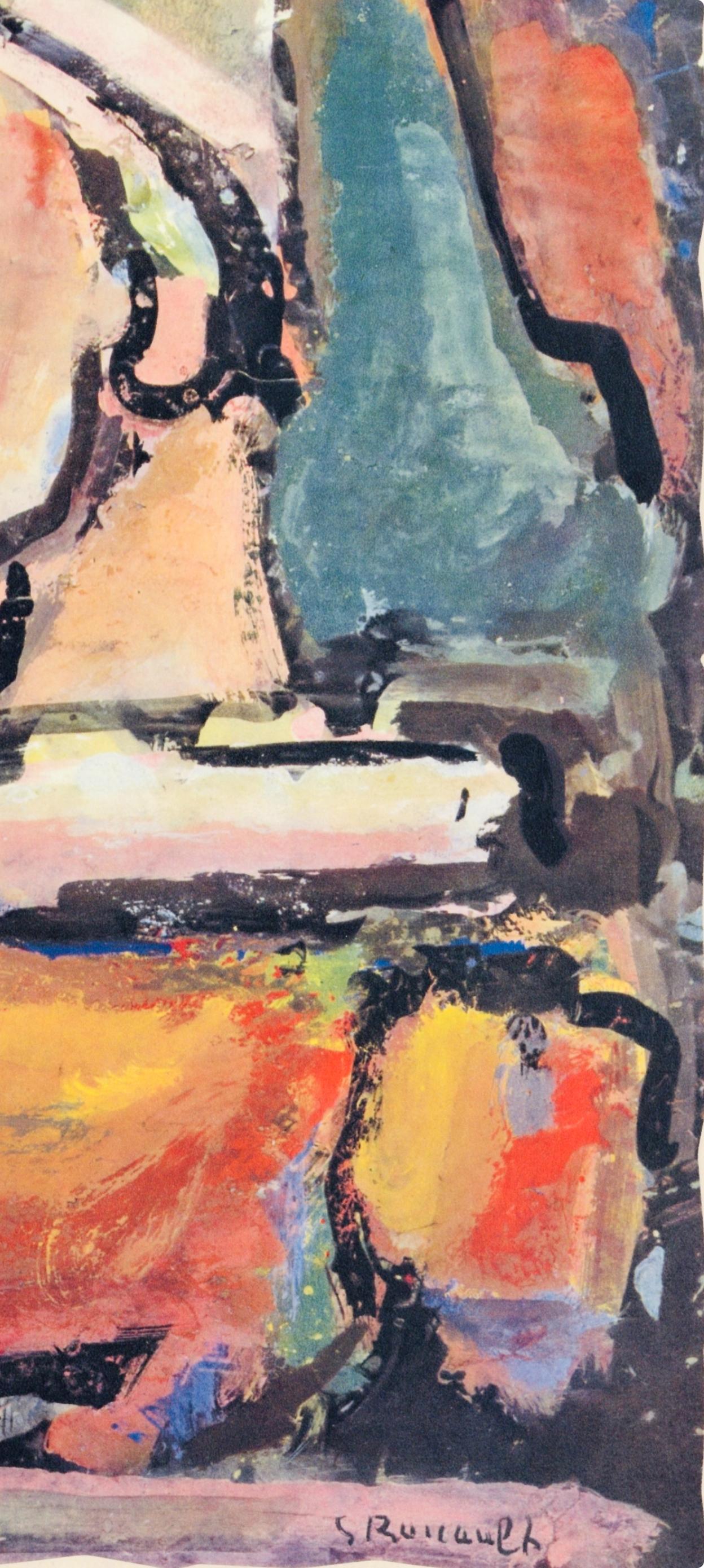 Le Moqueur, Divertissement, Éditions de la Revue Verve - Figurative Print Marrón de Georges Rouault