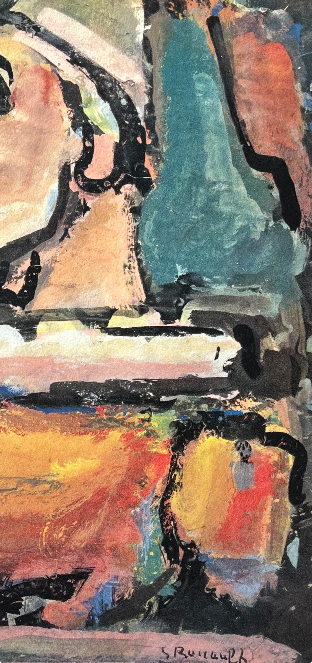 (tariff free*) Le Moqueur, Divertissement, Éditions de la Revue Verve - Brown Figurative Print by Georges Rouault