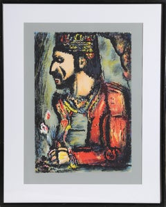 Le Roi avec Fleurs, Cartel serigrafiado de Georges Rouault (After)
