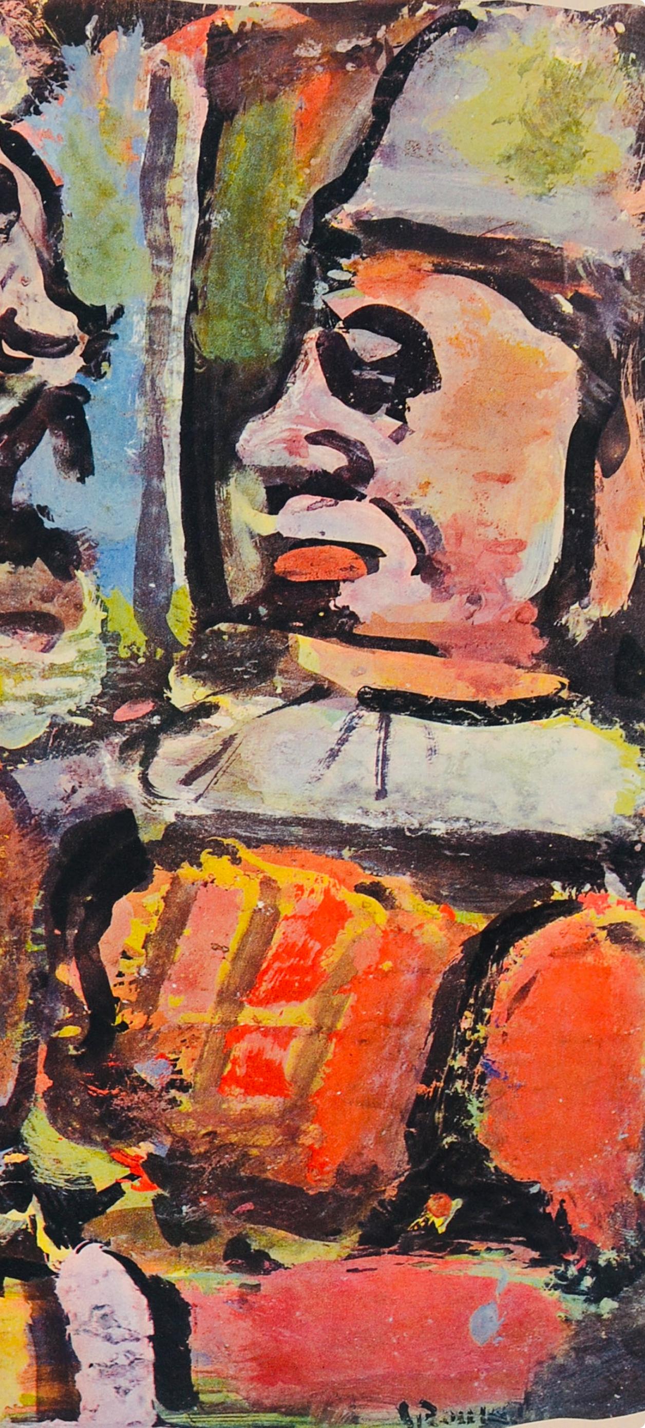 Les Deux Têtus, Divertissement, Éditions de la Revue Verve - Figurative Print Marrón de Georges Rouault