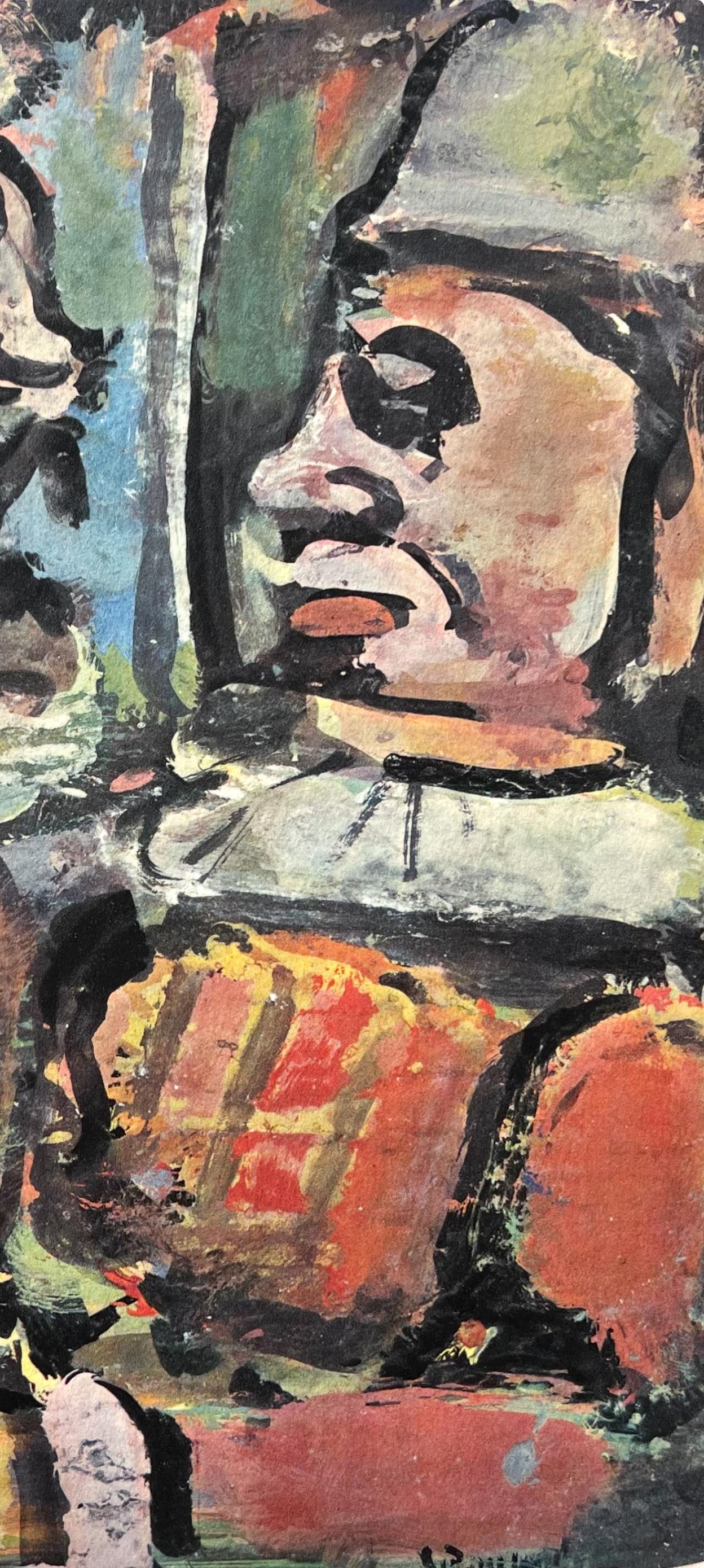 (tariff free*) Les Deux Têtus, Divertissement, Éditions de la Revue Verve - Brown Figurative Print by Georges Rouault
